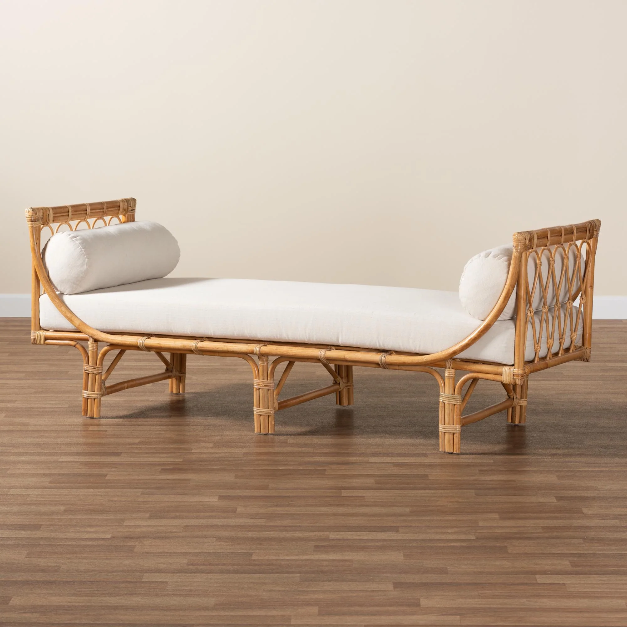 Baxton Studio bali & pari Macias Modern Bohemian Natural Brown Rattan Daybed - Image 9