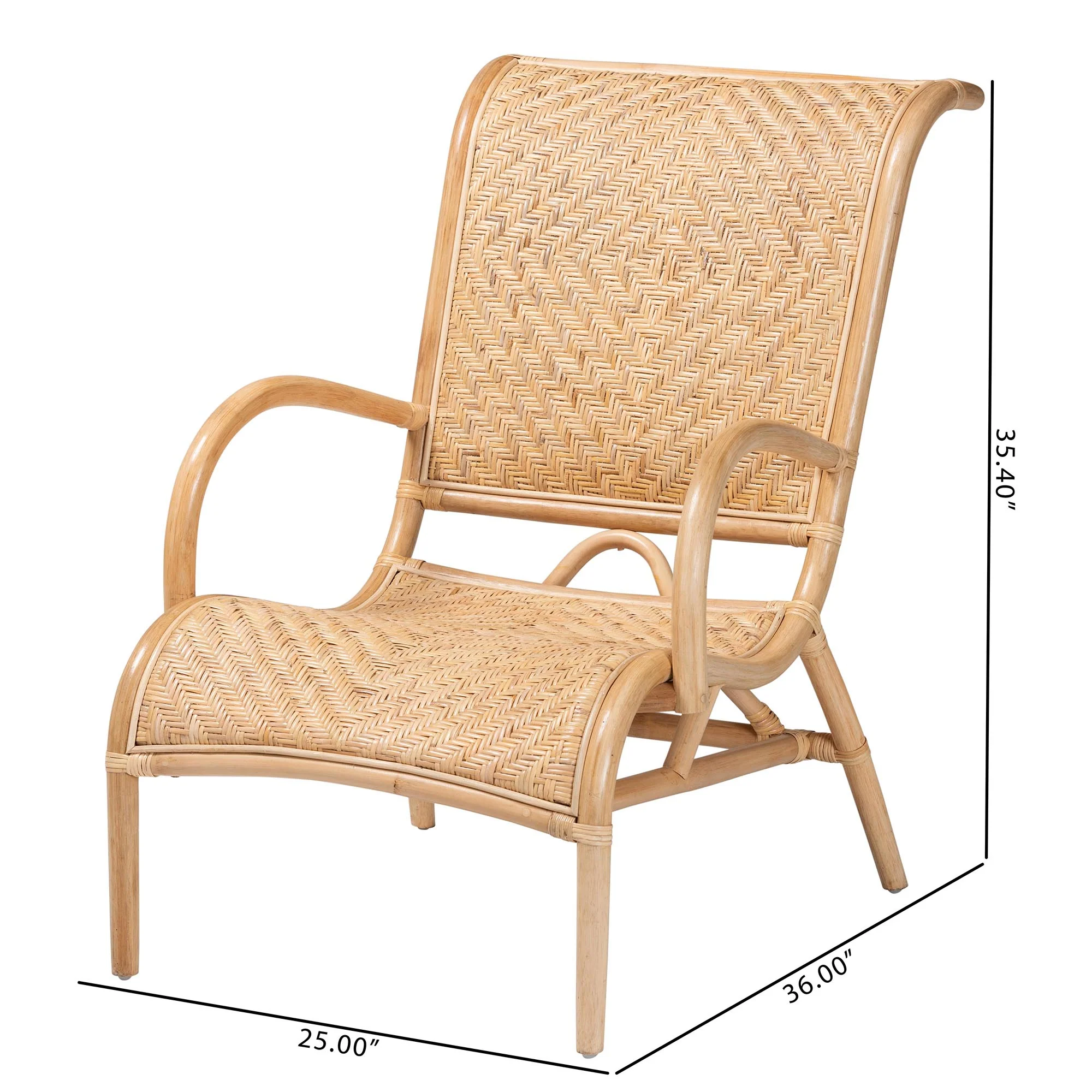 Baxton Studio bali & pari Madura Modern Bohemian Natural Brown Rattan Lounge Chair - Image 10