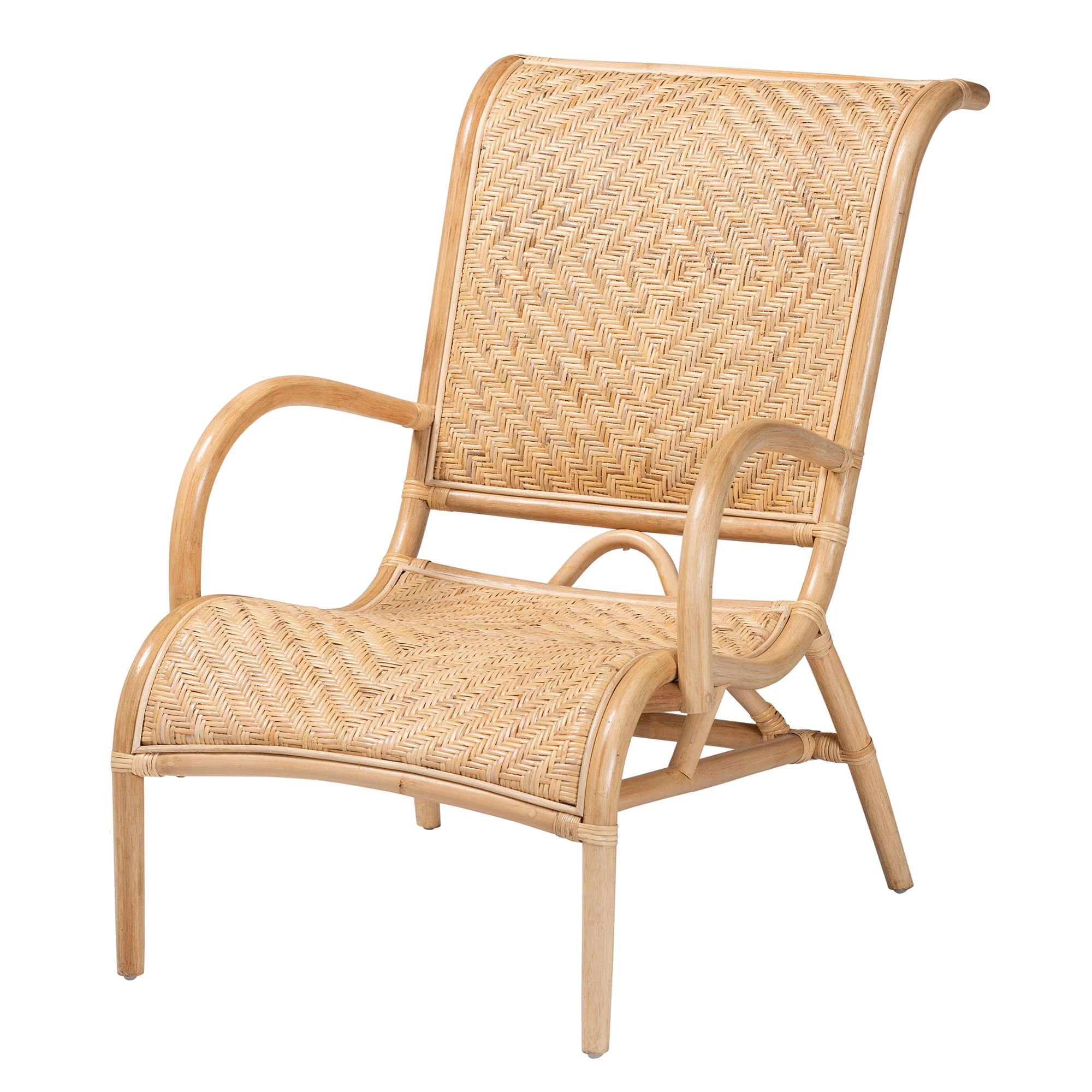 Baxton Studio bali & pari Madura Modern Bohemian Natural Brown Rattan Lounge Chair - Image 2