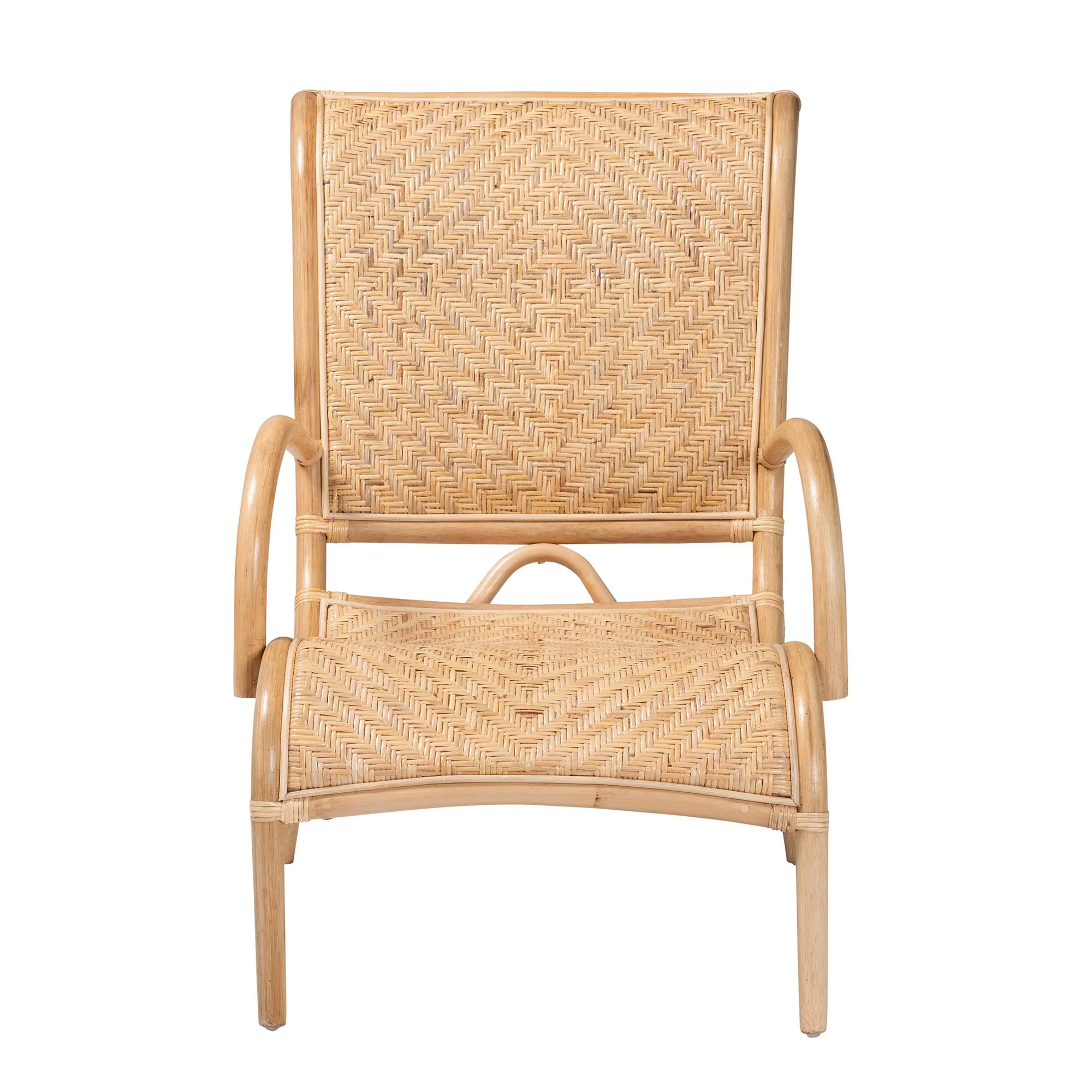 Baxton Studio bali & pari Madura Modern Bohemian Natural Brown Rattan Lounge Chair - Image 3