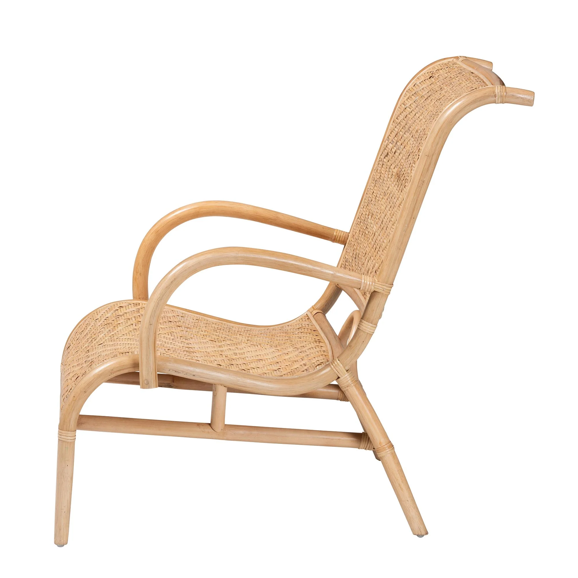 Baxton Studio bali & pari Madura Modern Bohemian Natural Brown Rattan Lounge Chair - Image 4