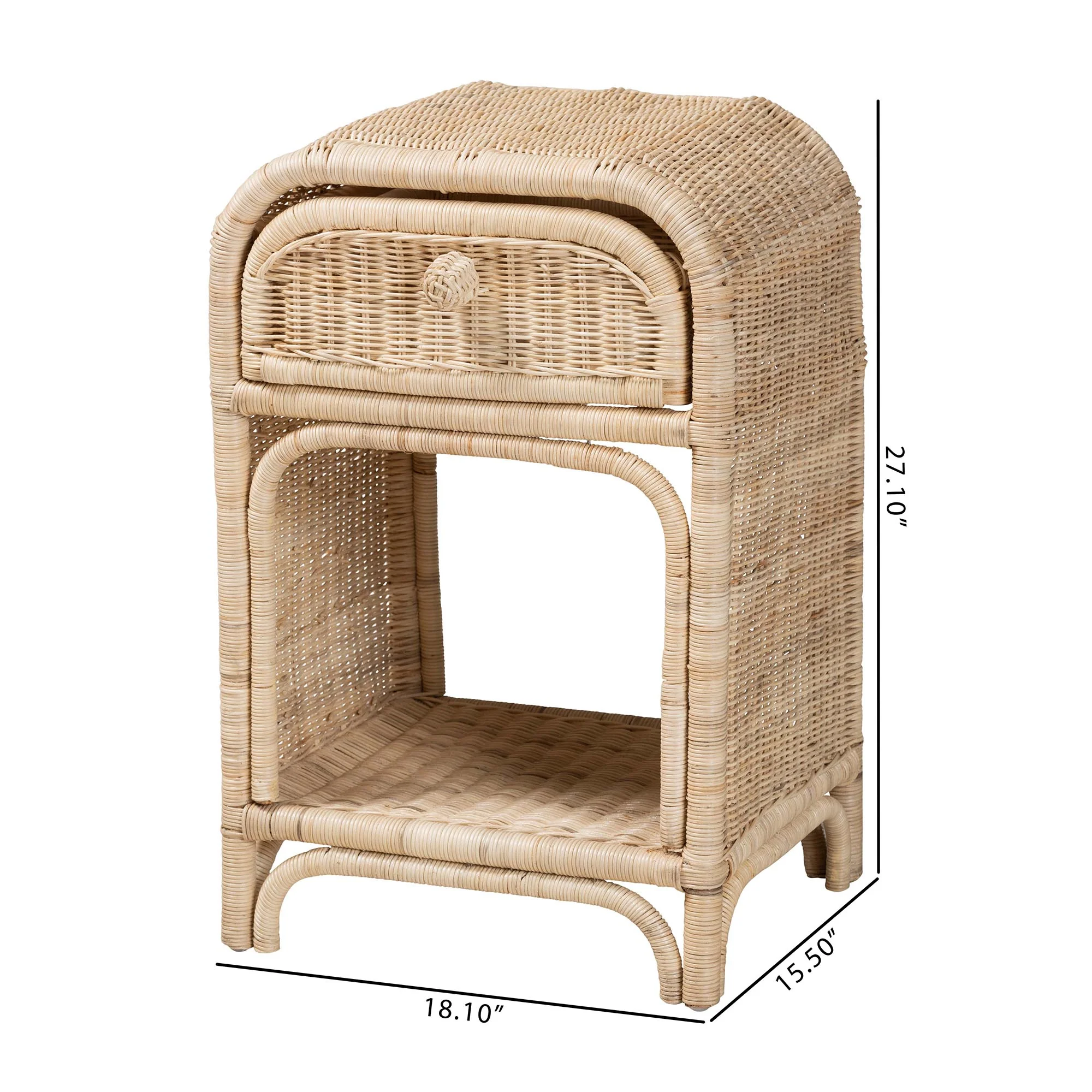 Baxton Studio bali & pari Magni Modern Bohemian Natural Brown Rattan 1-Drawer Nightstand - Image 10