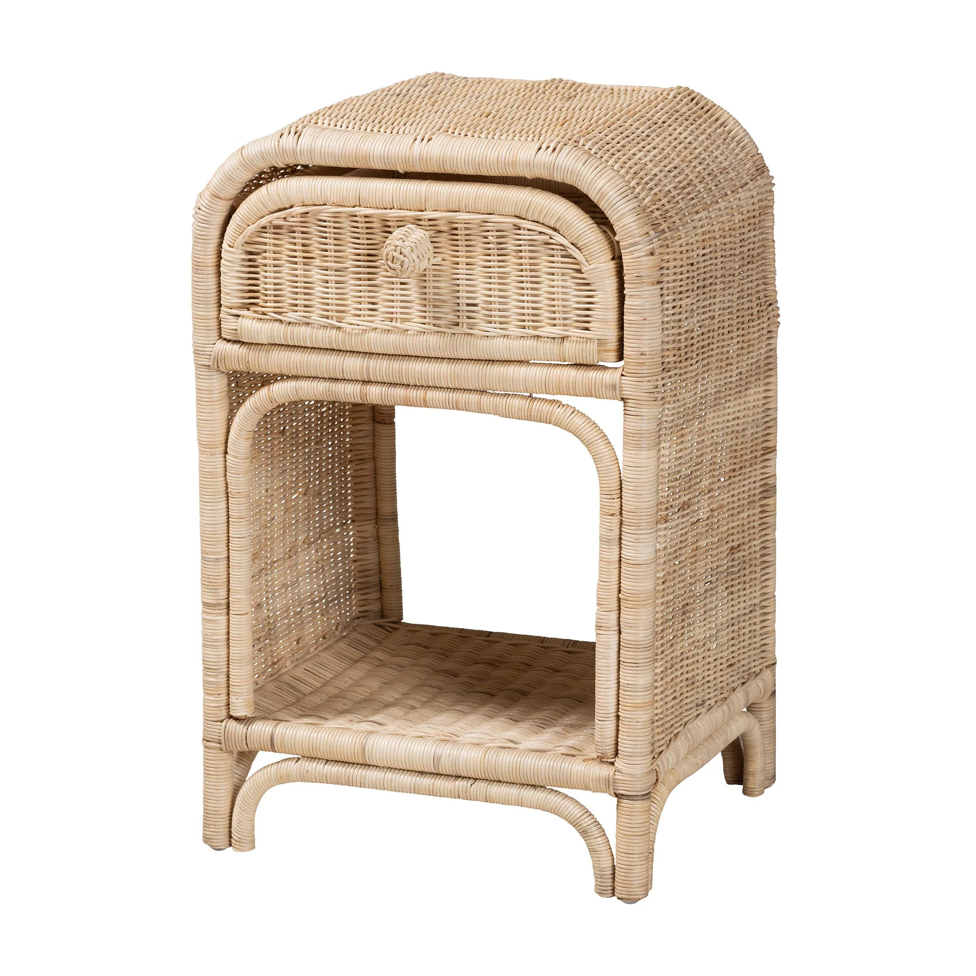 Baxton Studio bali & pari Magni Modern Bohemian Natural Brown Rattan 1-Drawer Nightstand - Image 2