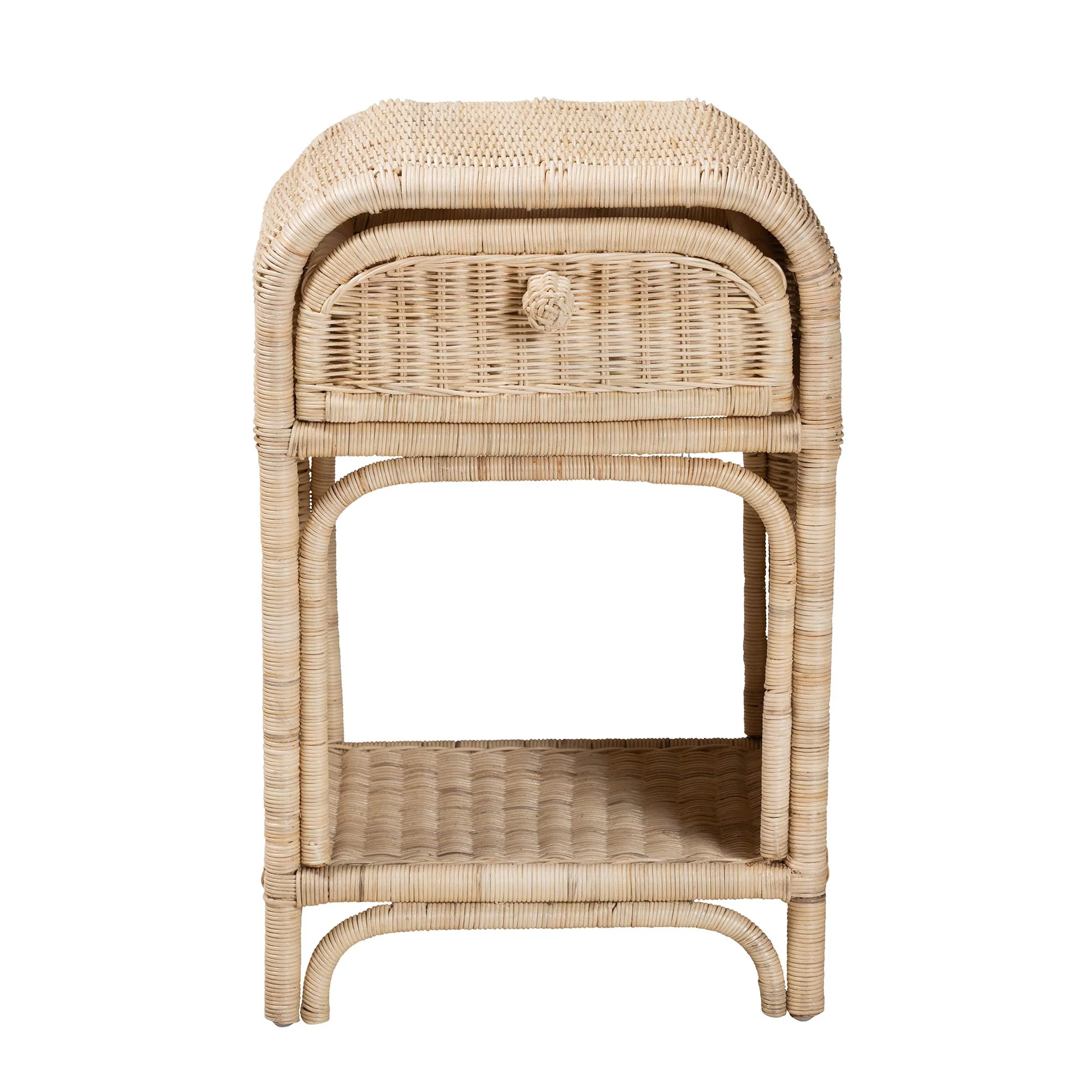 Baxton Studio bali & pari Magni Modern Bohemian Natural Brown Rattan 1-Drawer Nightstand - Image 4