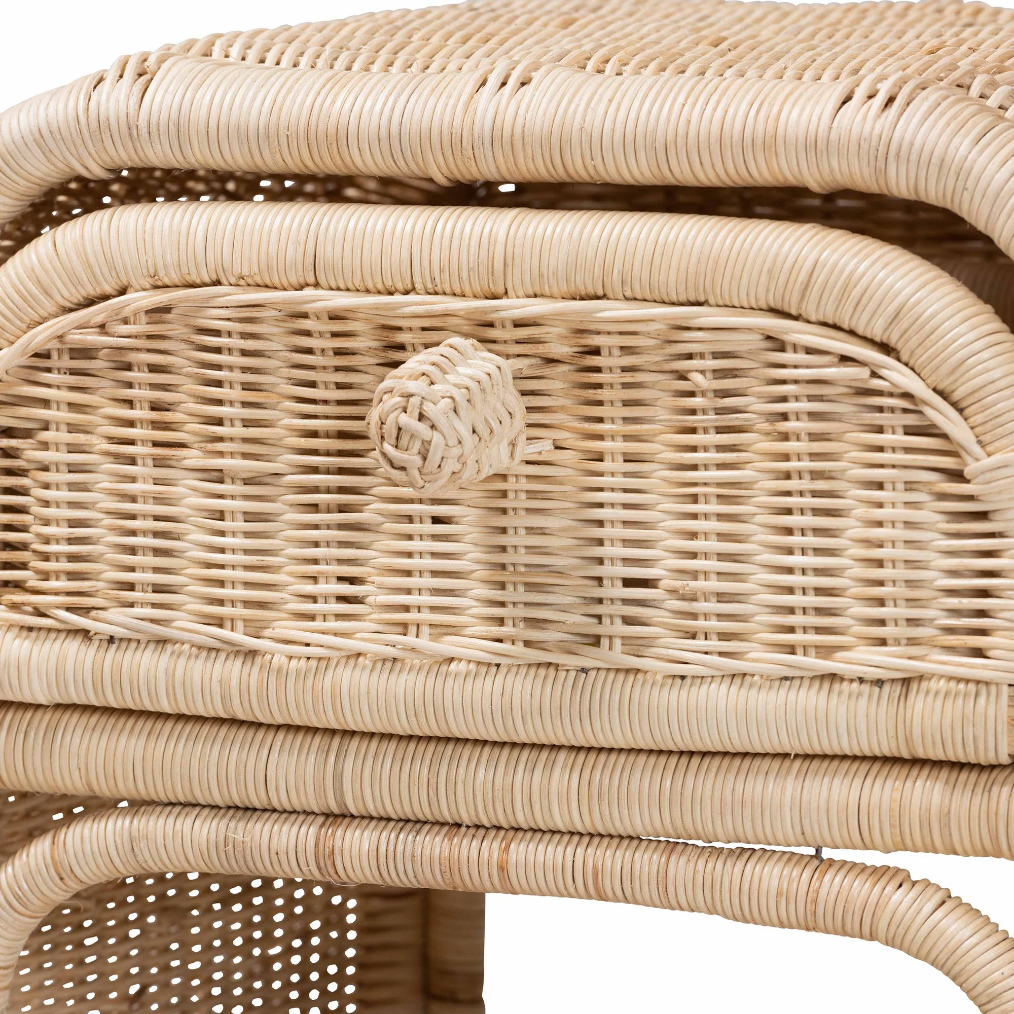 Baxton Studio bali & pari Magni Modern Bohemian Natural Brown Rattan 1-Drawer Nightstand - Image 6