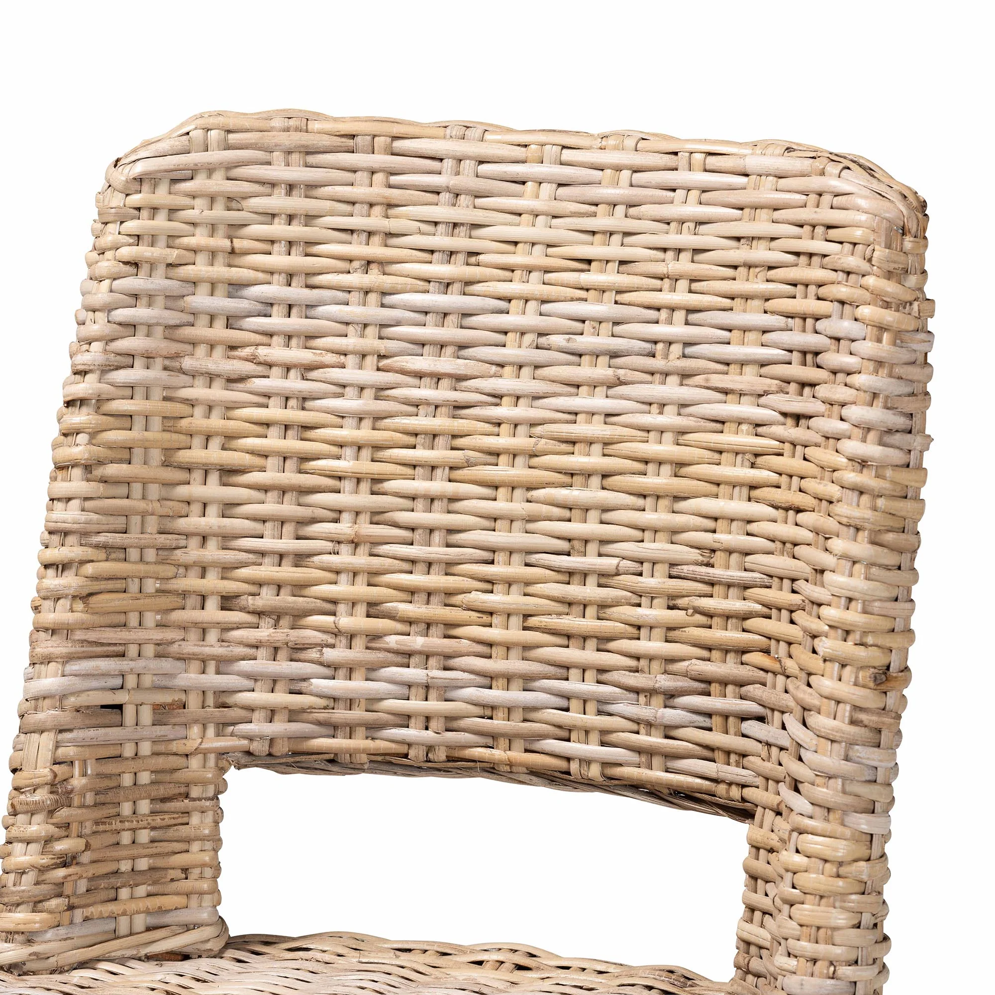 Baxton Studio bali & pari Magy Modern Bohemian Grey Kubu Rattan and Mahogany Wood Bar Stool - Image 8