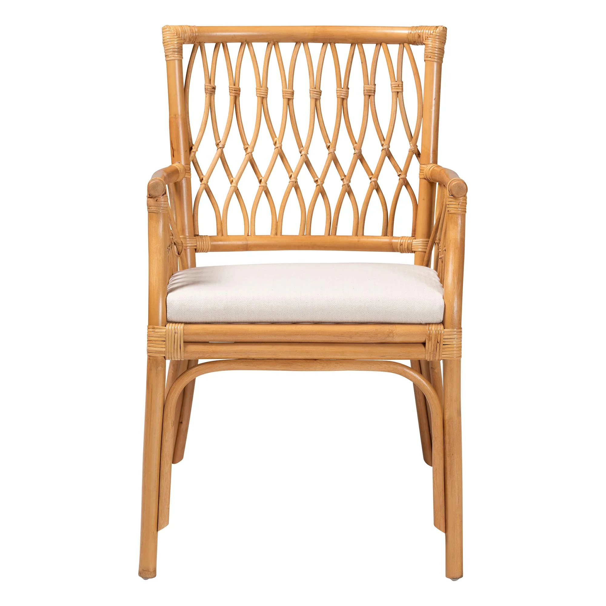 Baxton Studio bali & pari Maisa Bohemian Light Honey Rattan Arm Chair - Image 5