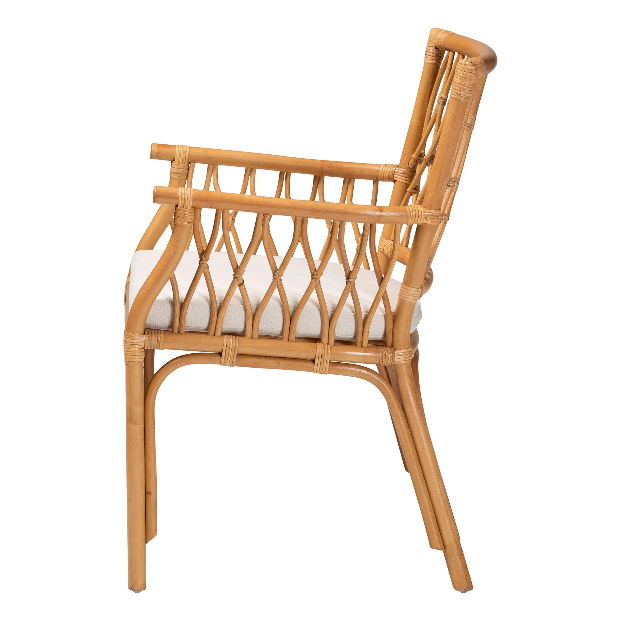 Baxton Studio bali & pari Maisa Bohemian Light Honey Rattan Arm Chair - Image 6