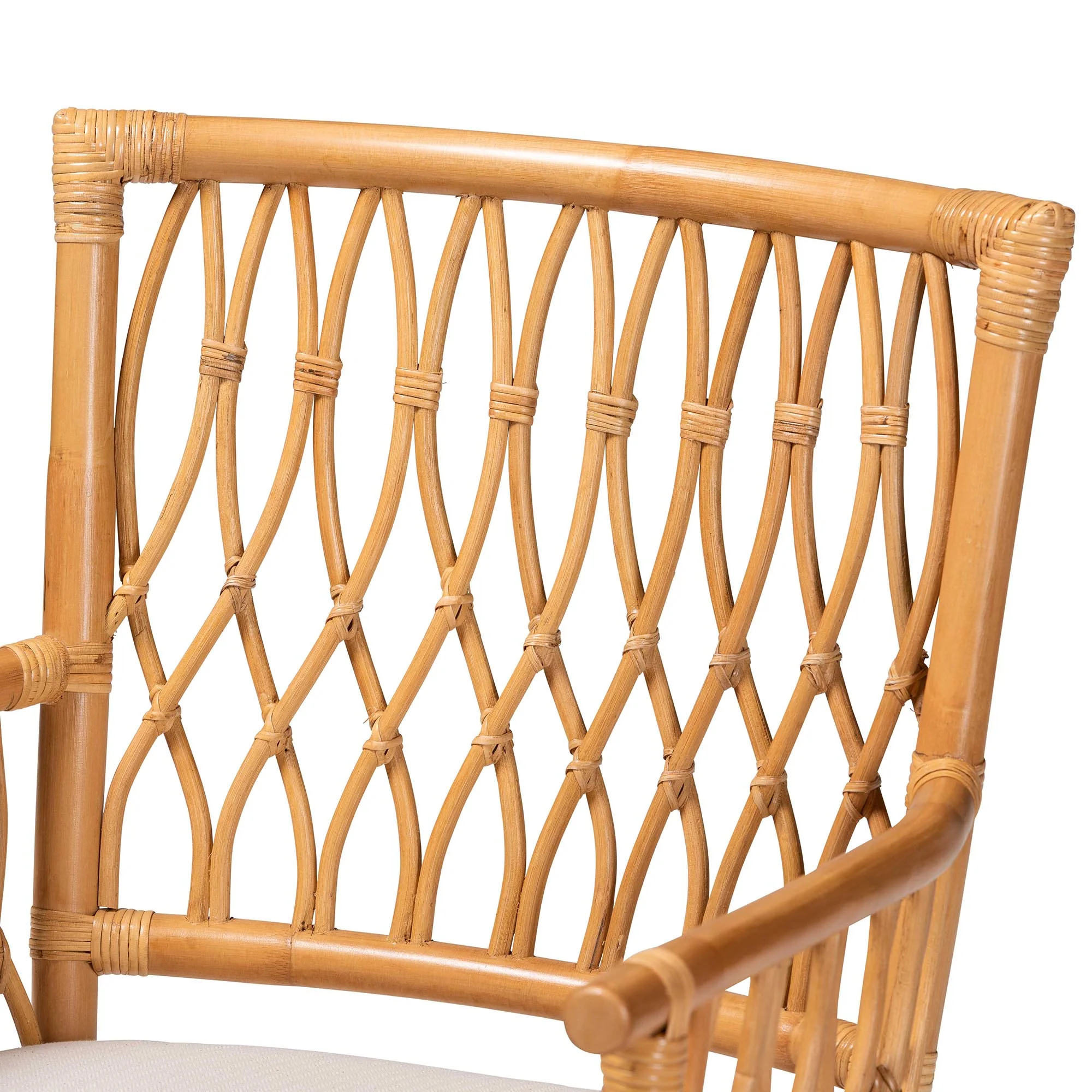 Baxton Studio bali & pari Maisa Bohemian Light Honey Rattan Arm Chair - Image 8