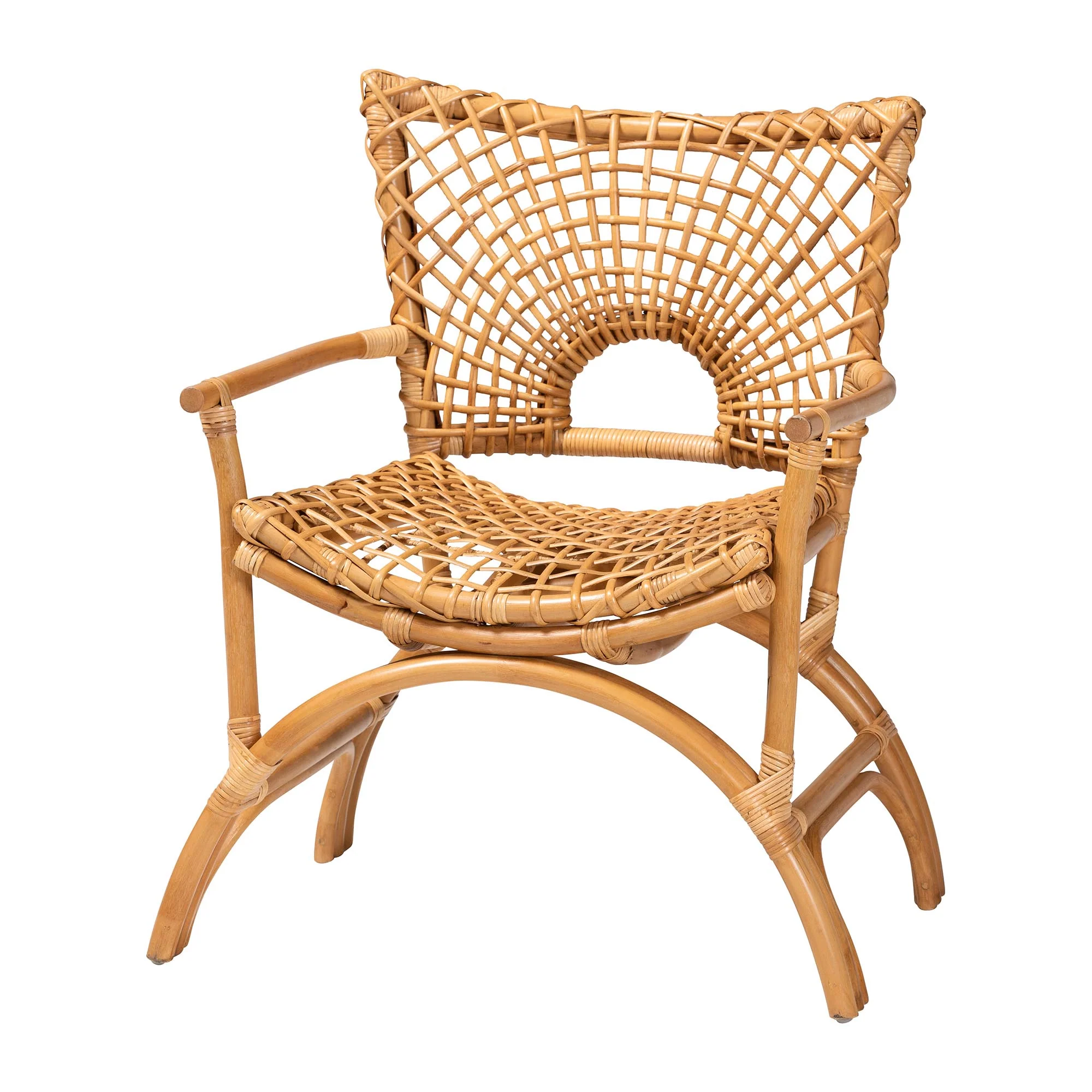 Baxton Studio bali & pari Mamba Bohemian Natural Rattan Arm Chair - Image 4