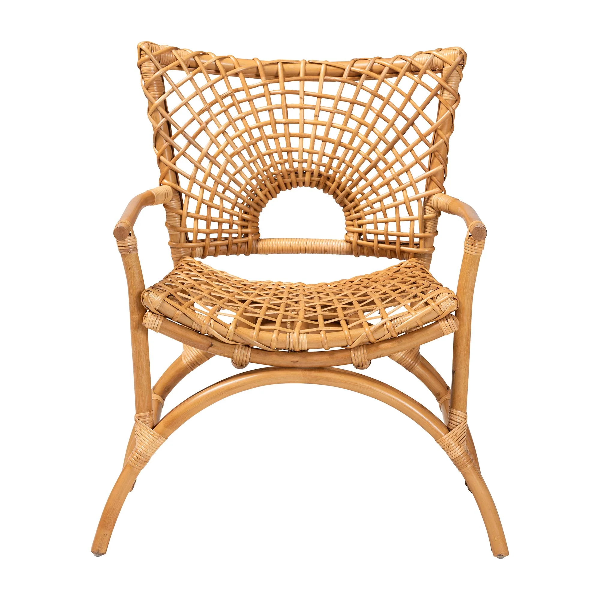Baxton Studio bali & pari Mamba Bohemian Natural Rattan Arm Chair - Image 5