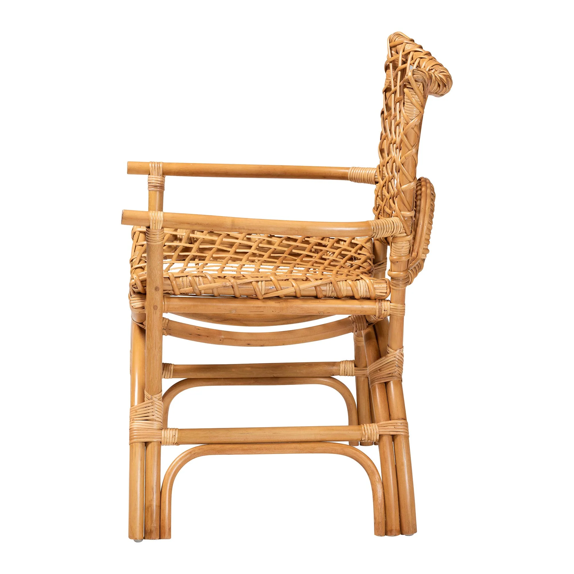 Baxton Studio bali & pari Mamba Bohemian Natural Rattan Arm Chair - Image 6