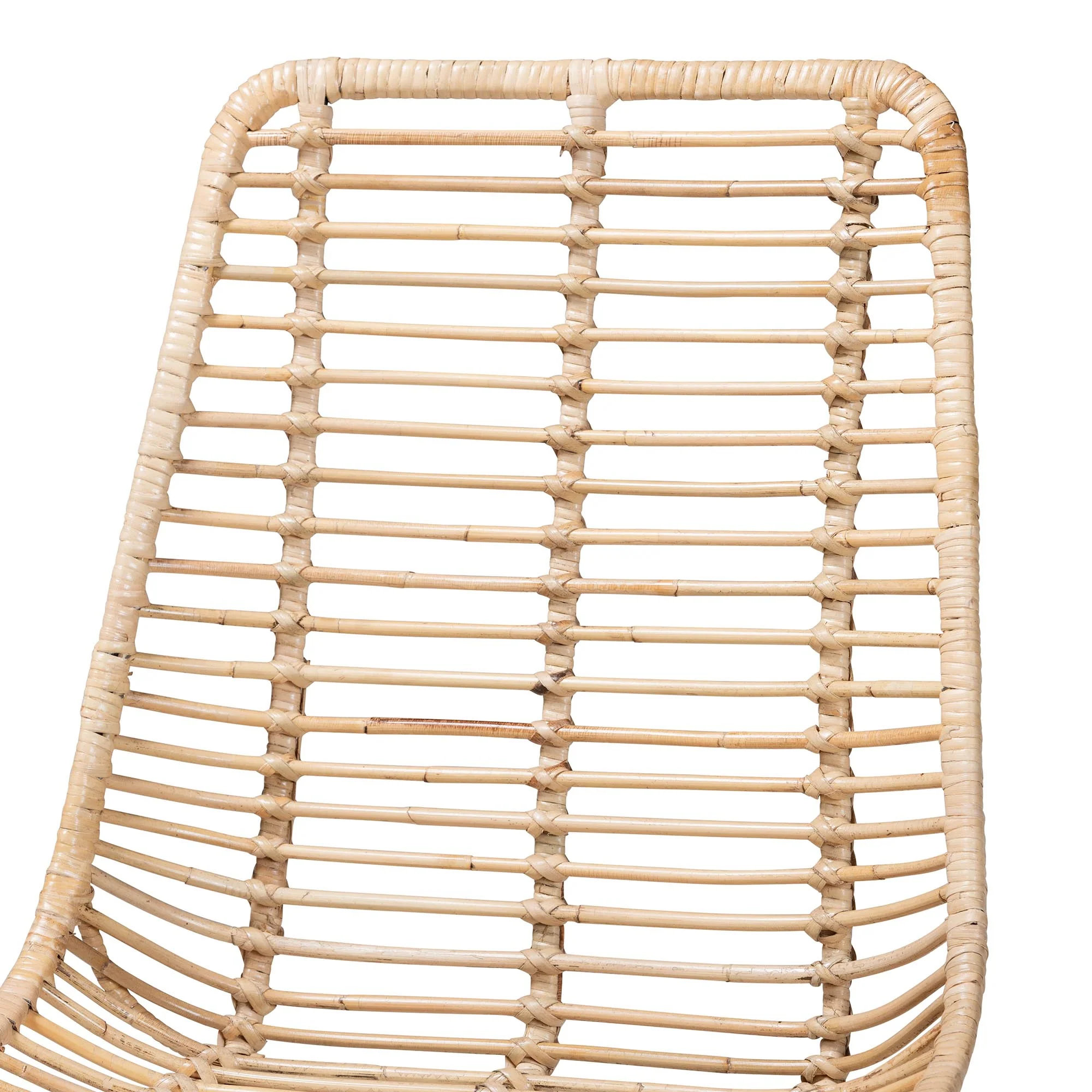 Baxton Studio bali & pari Manhattan Modern Bohemian Natural Brown Rattan and Black Metal 2-Piece Dining Chair Set - Image 5