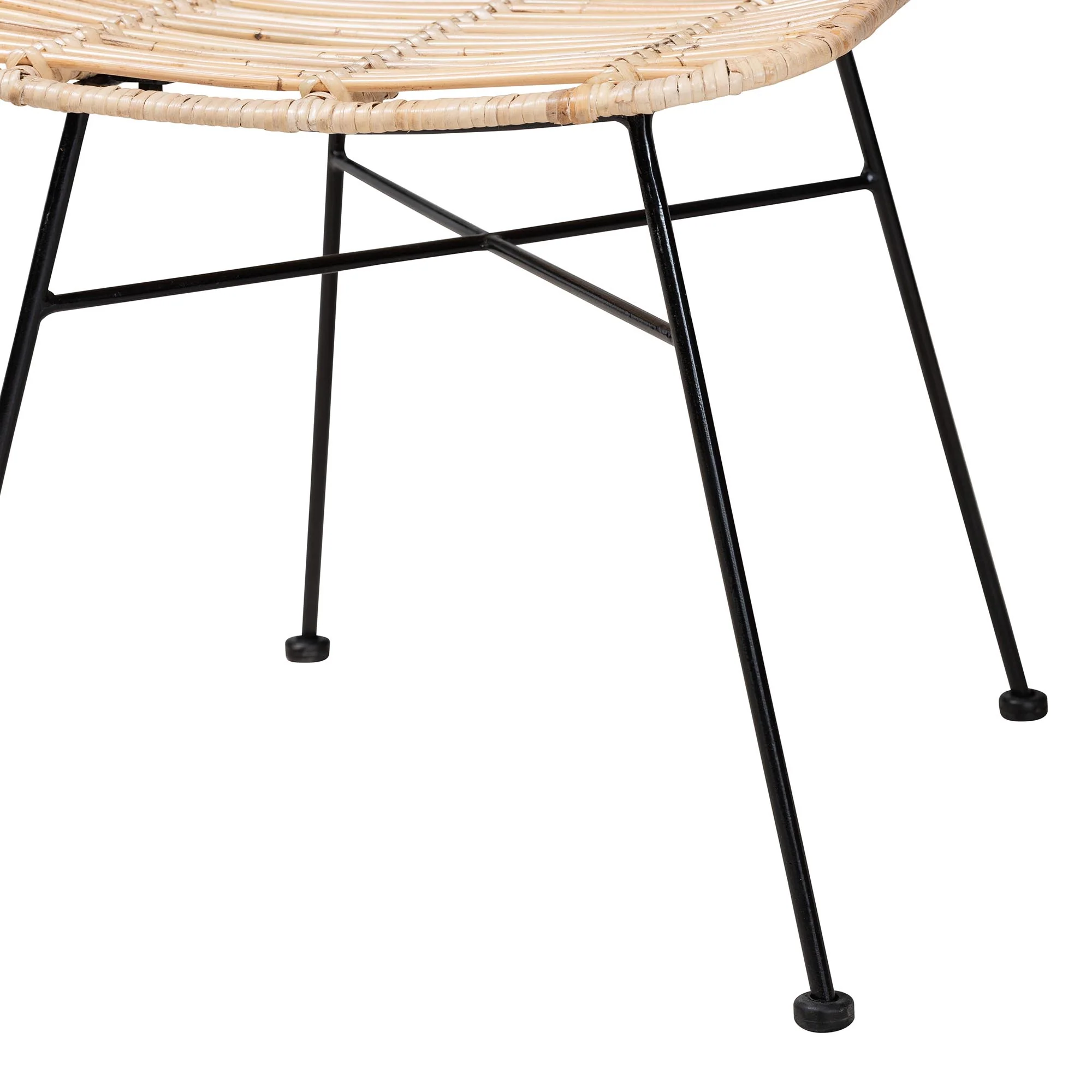Baxton Studio bali & pari Manhattan Modern Bohemian Natural Brown Rattan and Black Metal 2-Piece Dining Chair Set - Image 6