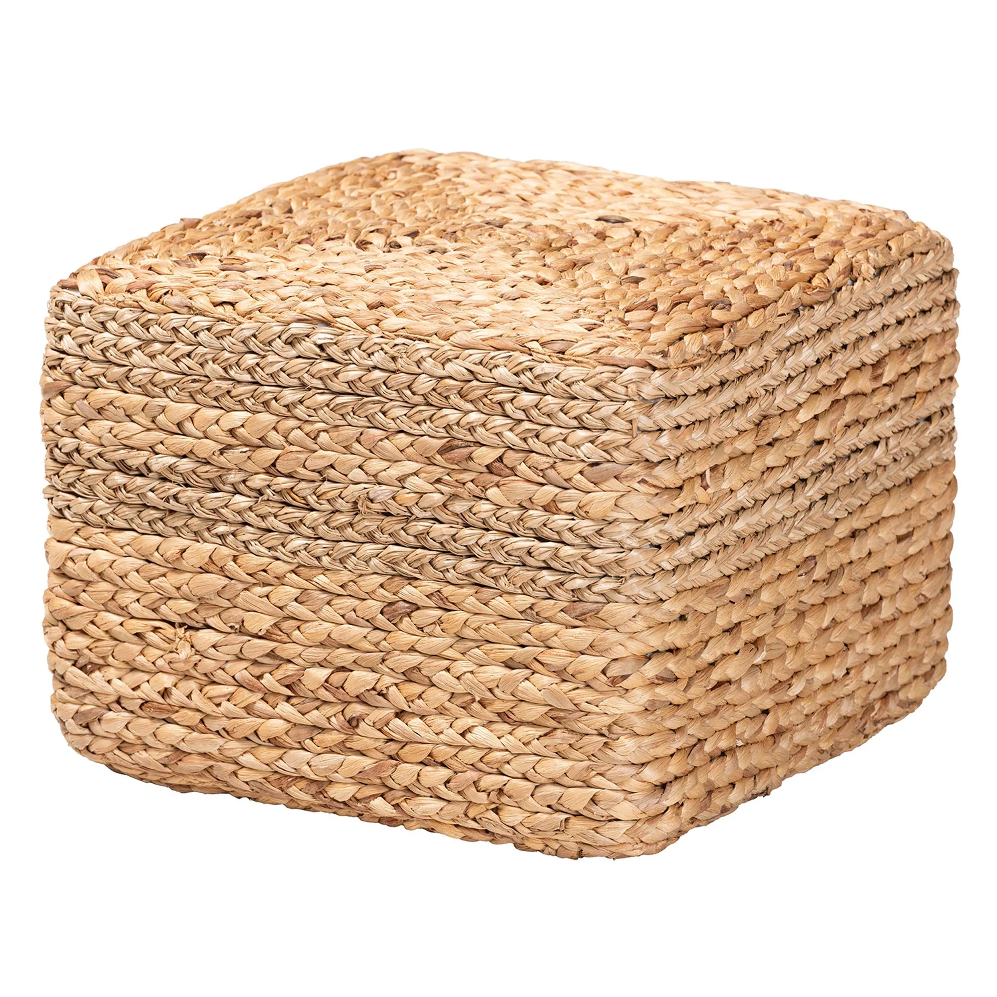 Baxton Studio bali & pari Marella Modern Bohemian Natural Brown Seagrass Accent Footstool - Image 2