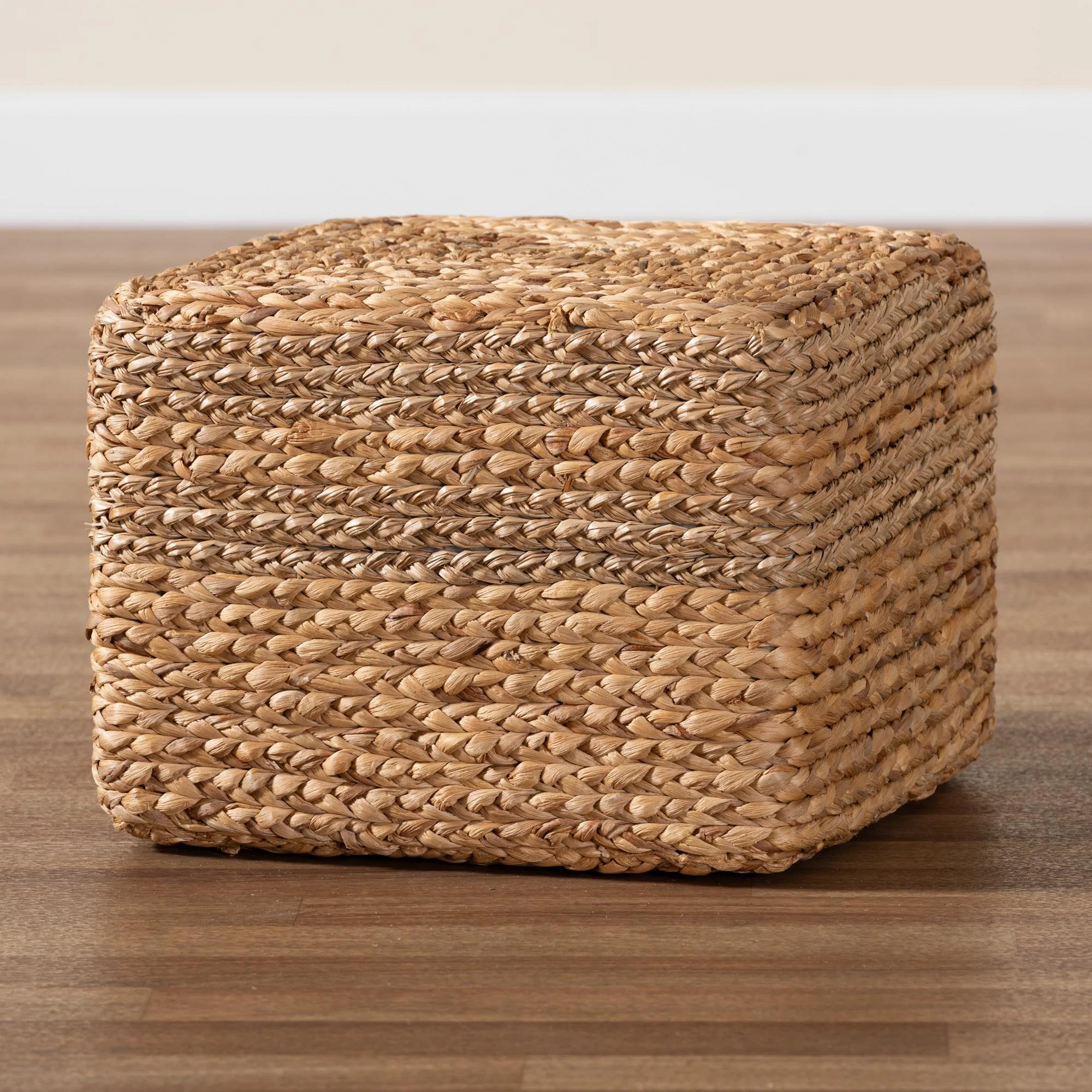 Baxton Studio bali & pari Marella Modern Bohemian Natural Brown Seagrass Accent Footstool - Image 6