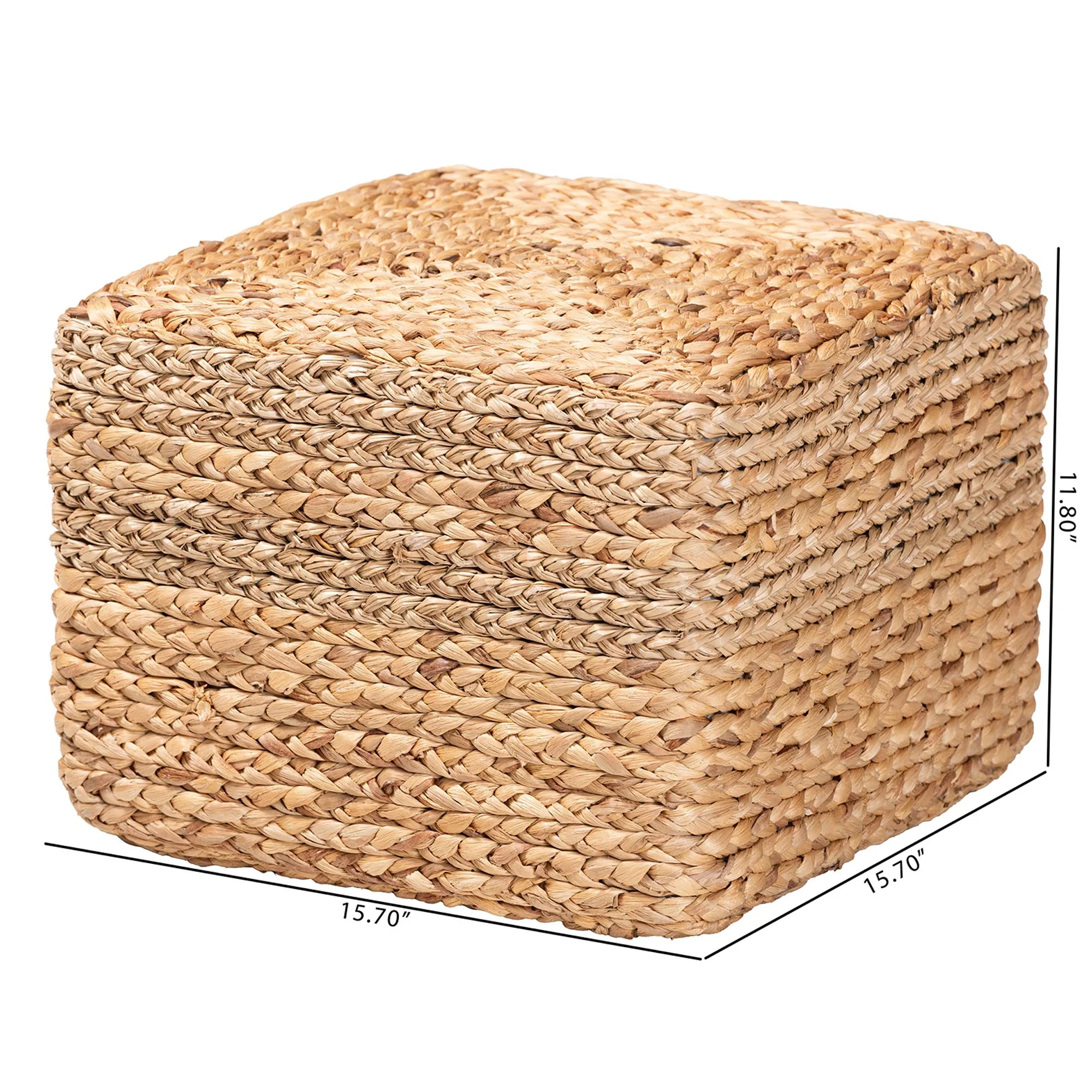 Baxton Studio bali & pari Marella Modern Bohemian Natural Brown Seagrass Accent Footstool - Image 7