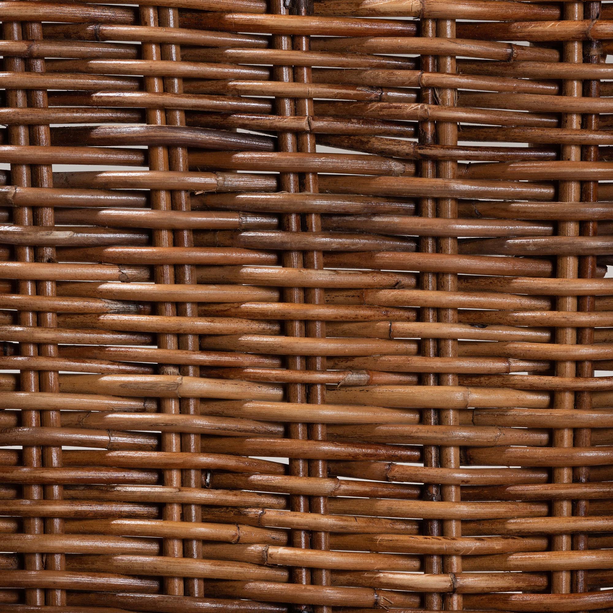 Baxton Studio bali & pari Mario Modern Bohemian Natural Brown Finished Teak Wood and Rattan 2-Piece Dining Chair Set - Image 7