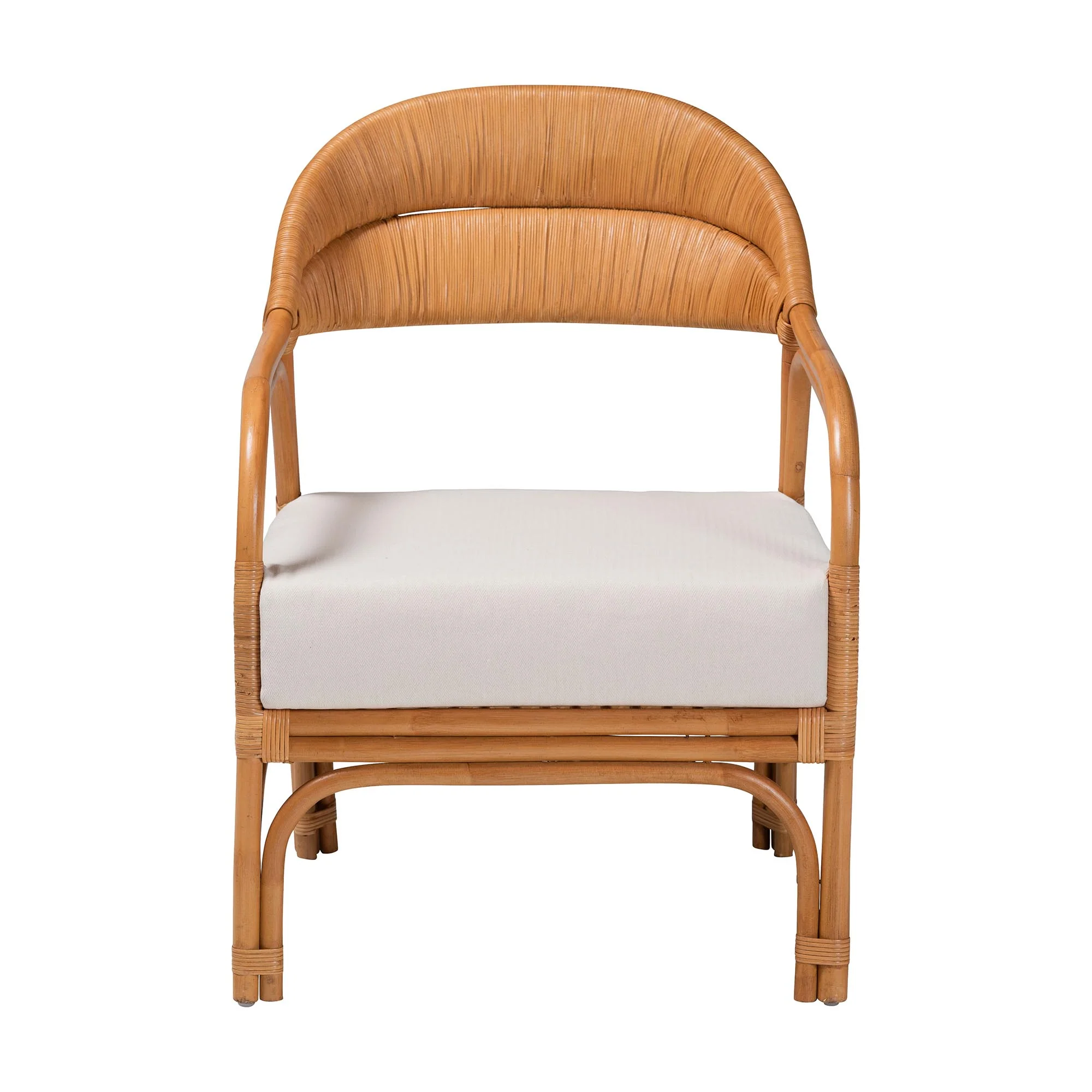 Baxton Studio bali & pari Marisa Bohemian Light Honey Rattan Arm Chair - Image 5
