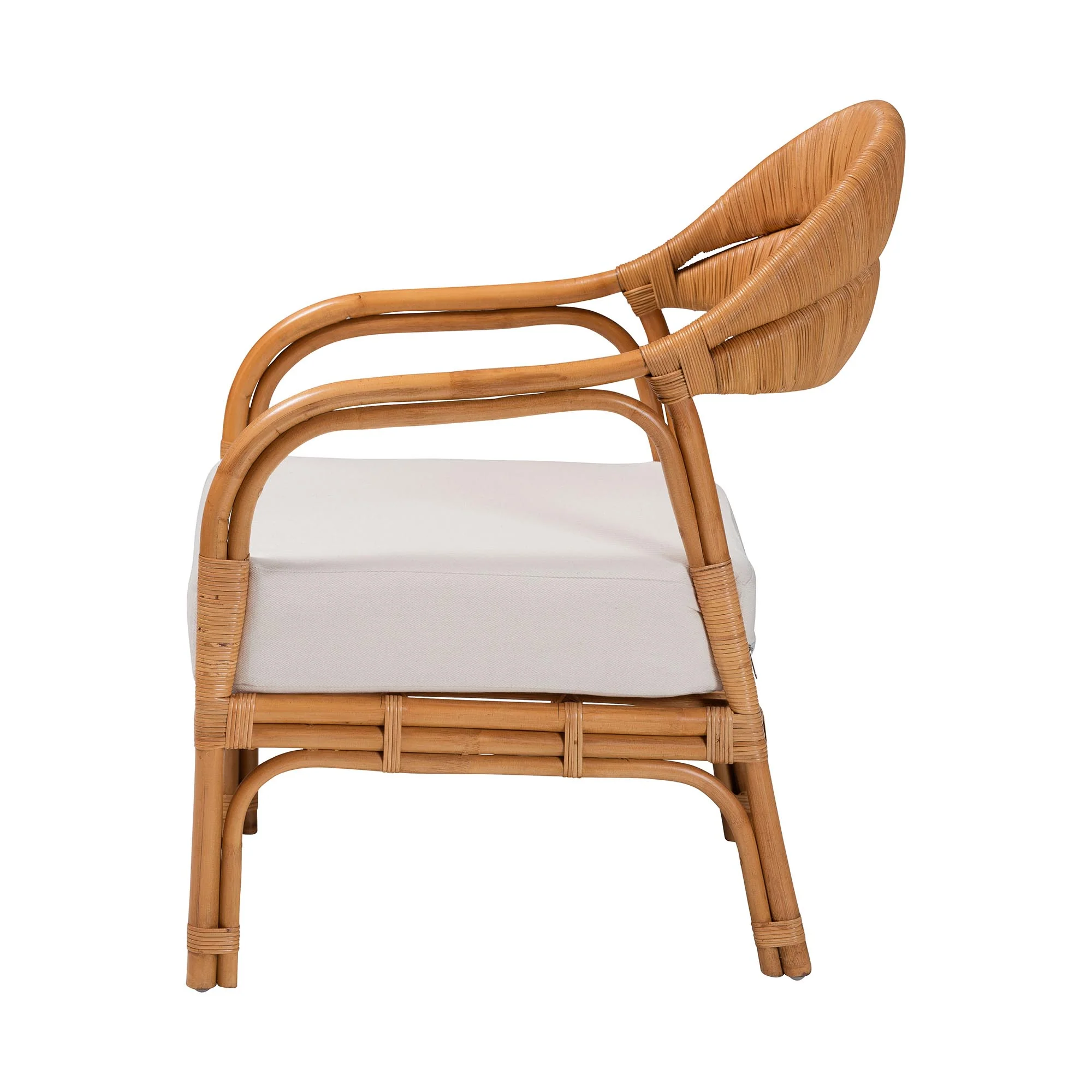 Baxton Studio bali & pari Marisa Bohemian Light Honey Rattan Arm Chair - Image 6