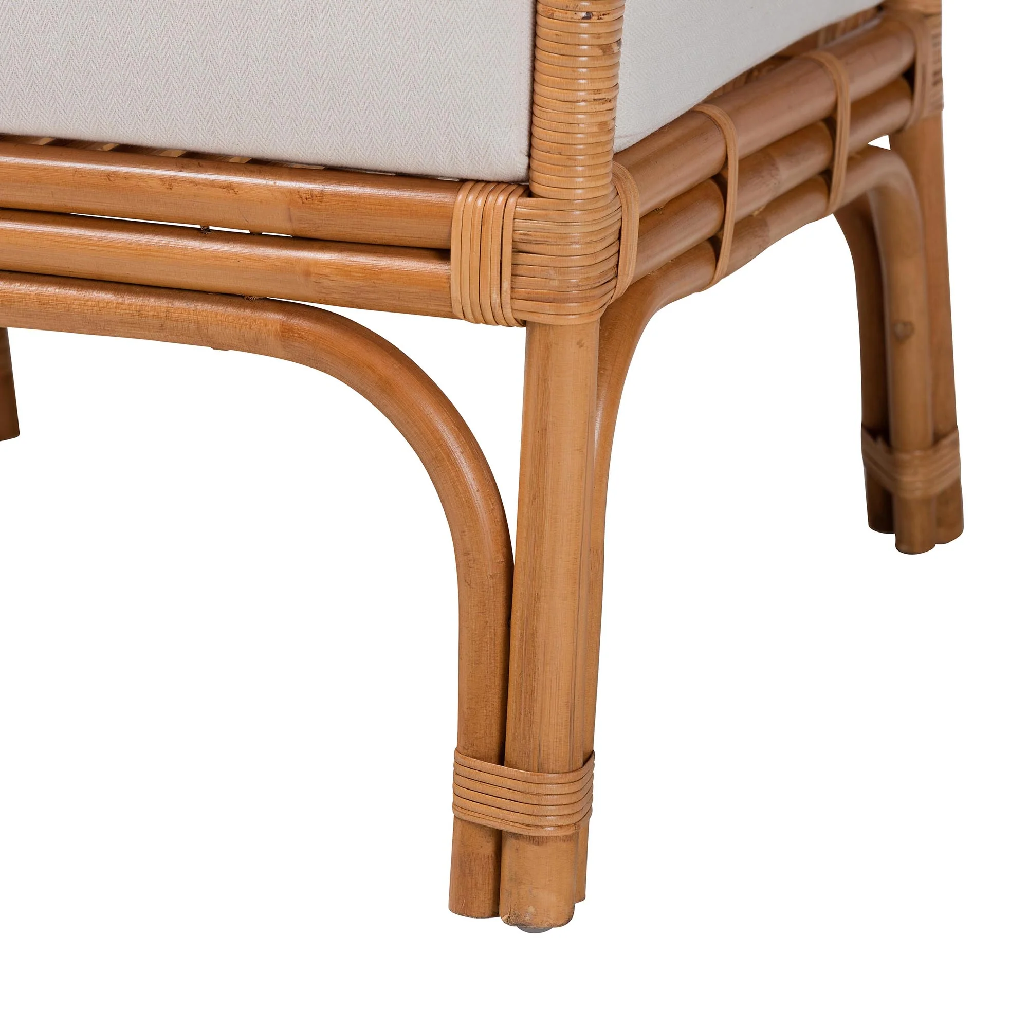 Baxton Studio bali & pari Marisa Bohemian Light Honey Rattan Arm Chair - Image 9