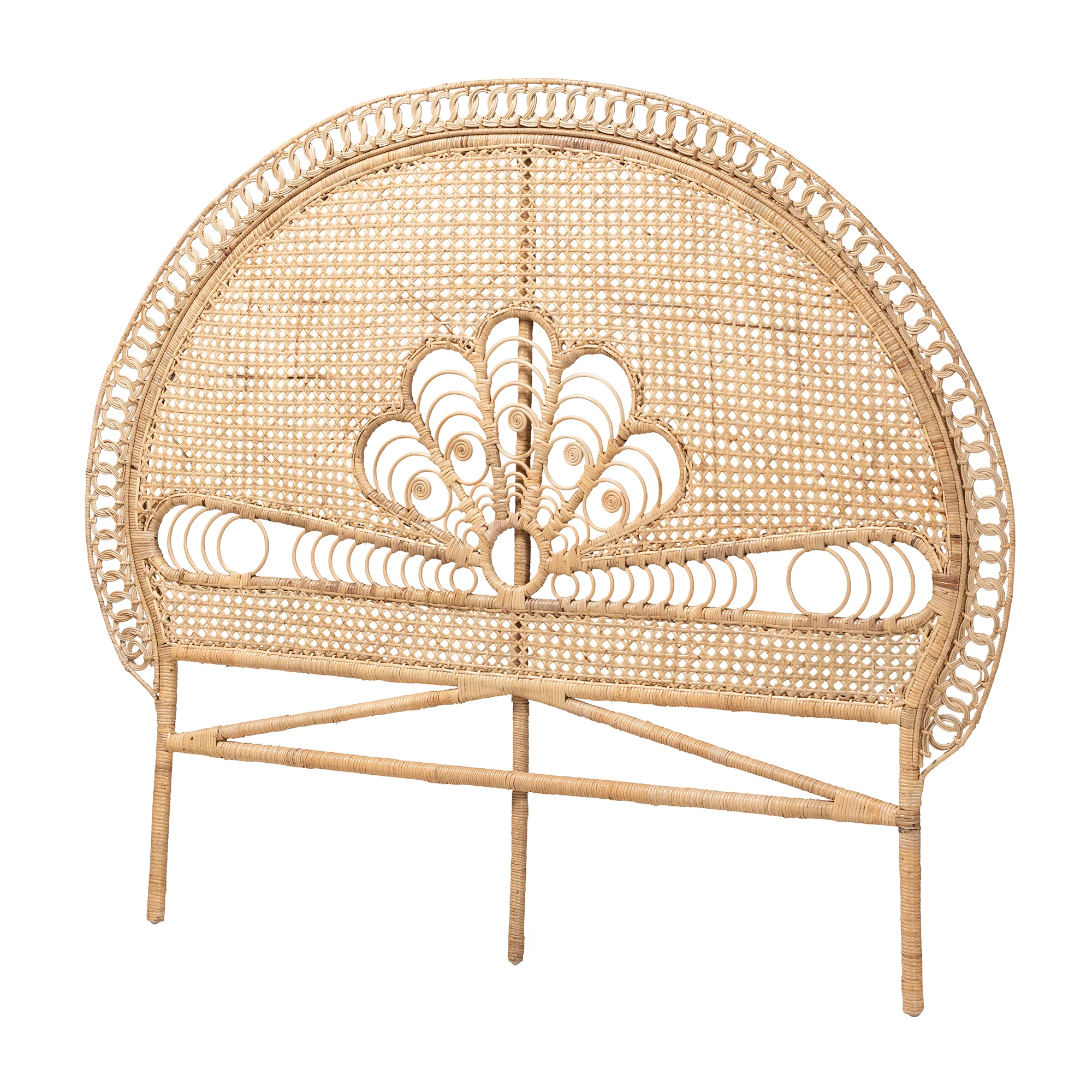 Baxton Studio bali & pari Marlette Modern Bohemian Natural Brown Rattan Queen Size Standalone Headboard - Image 2