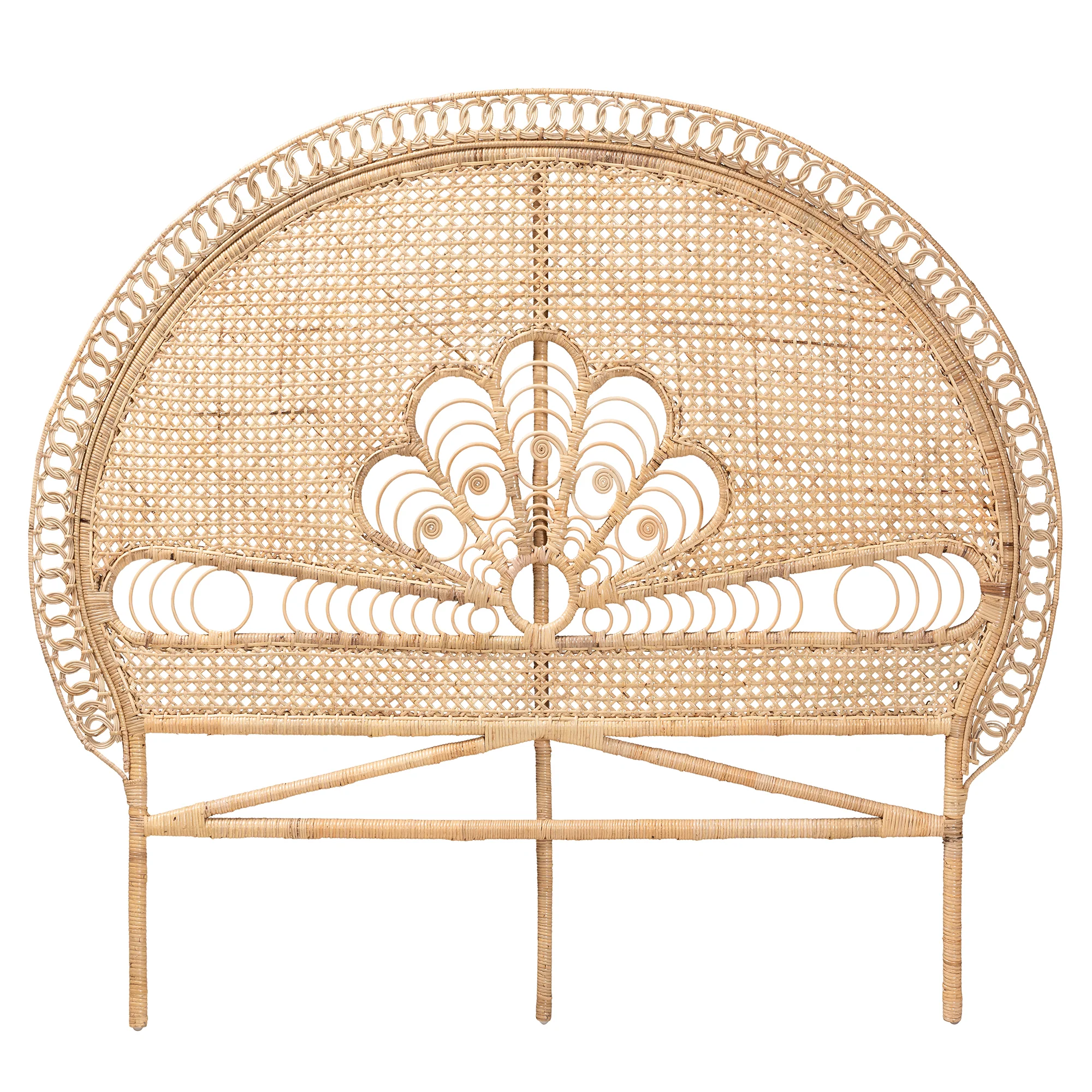 Baxton Studio bali & pari Marlette Modern Bohemian Natural Brown Rattan Queen Size Standalone Headboard - Image 3