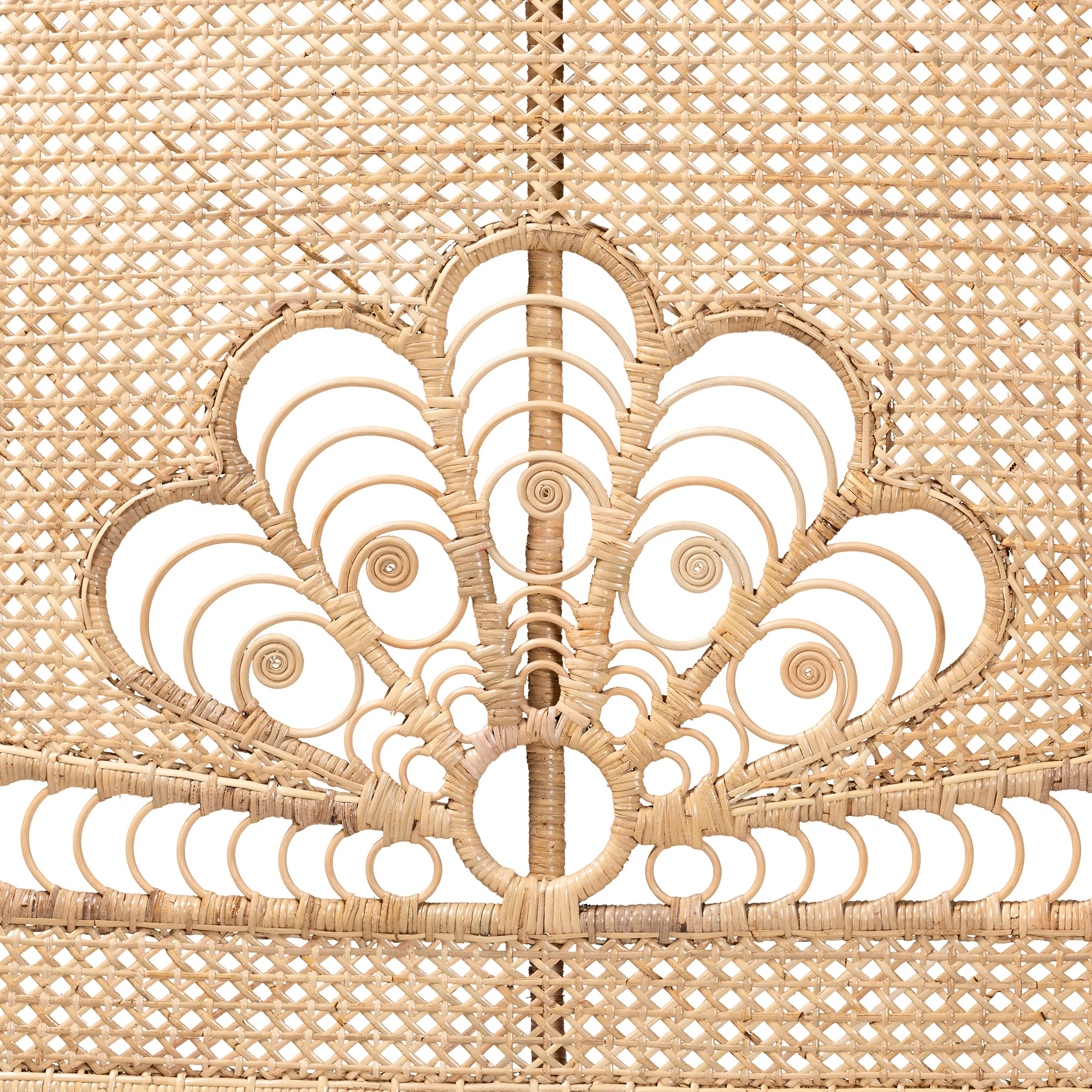 Baxton Studio bali & pari Marlette Modern Bohemian Natural Brown Rattan Queen Size Standalone Headboard - Image 4