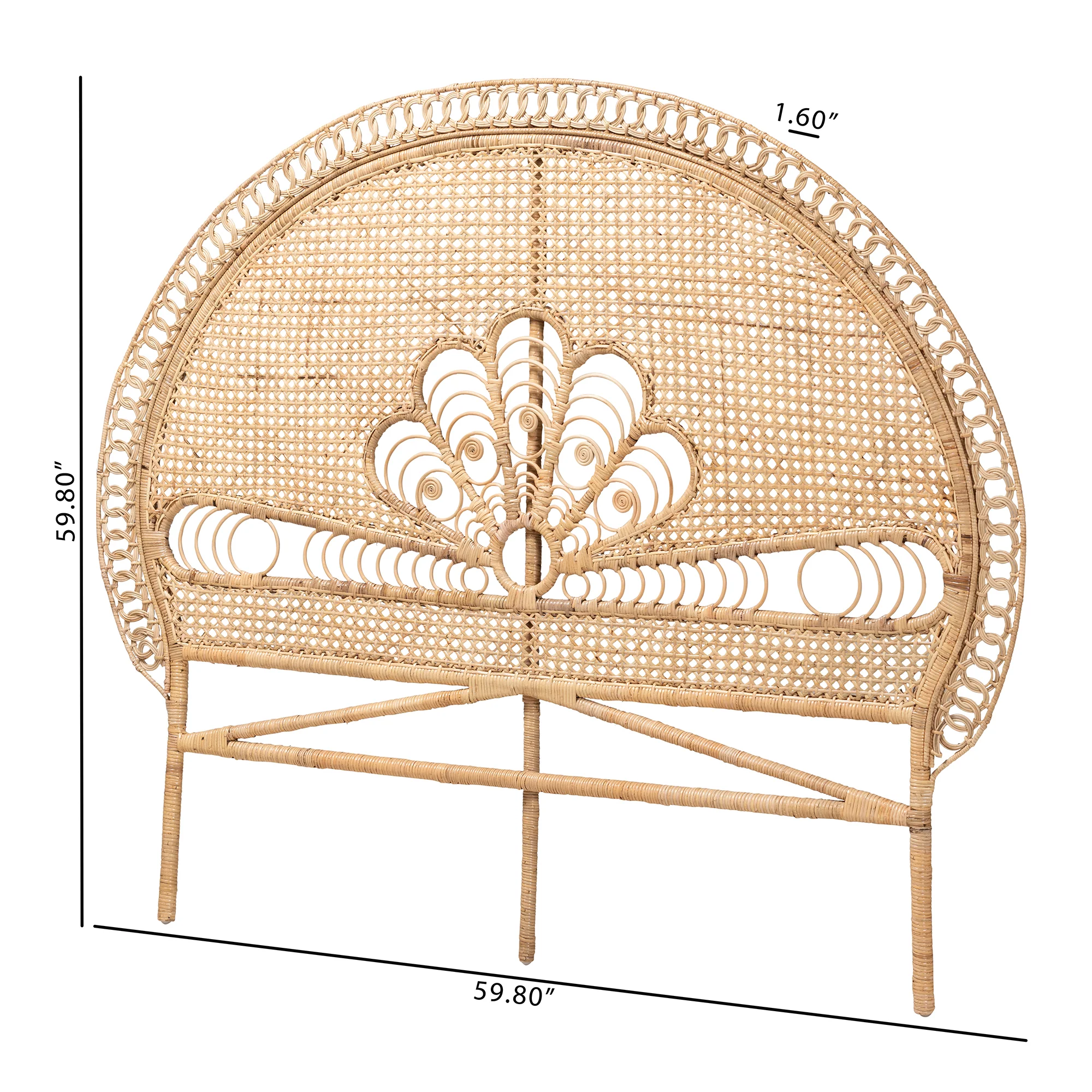 Baxton Studio bali & pari Marlette Modern Bohemian Natural Brown Rattan Queen Size Standalone Headboard - Image 8