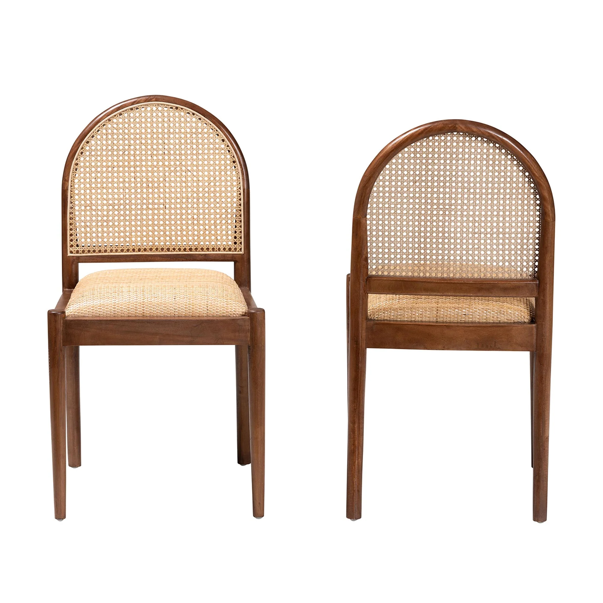 Baxton Studio bali & pari Maryland Modern Bohemian Natural Rattan and Acacia Wood 2-Piece Dining Chair Set - Image 5