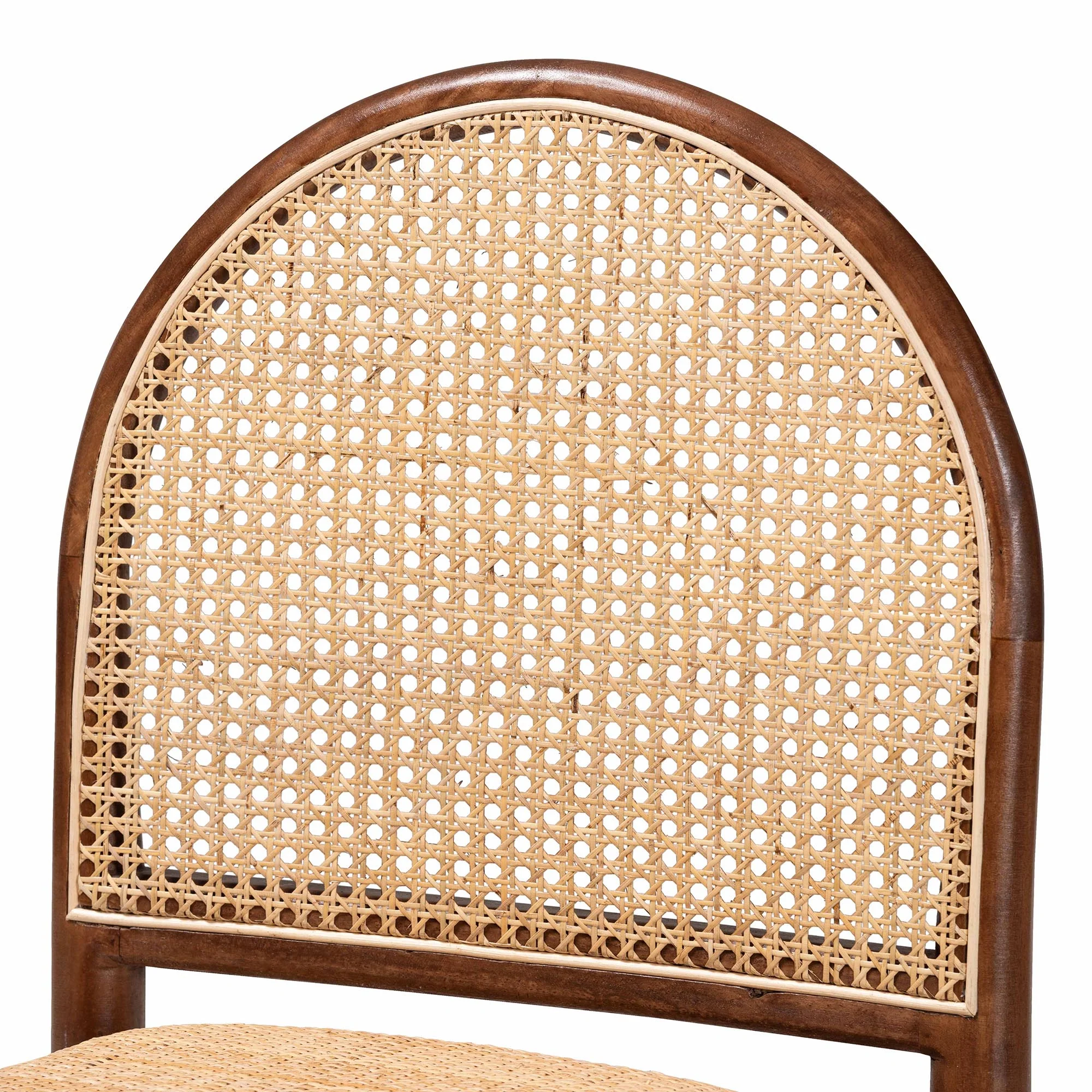 Baxton Studio bali & pari Maryland Modern Bohemian Natural Rattan and Acacia Wood 2-Piece Dining Chair Set - Image 7