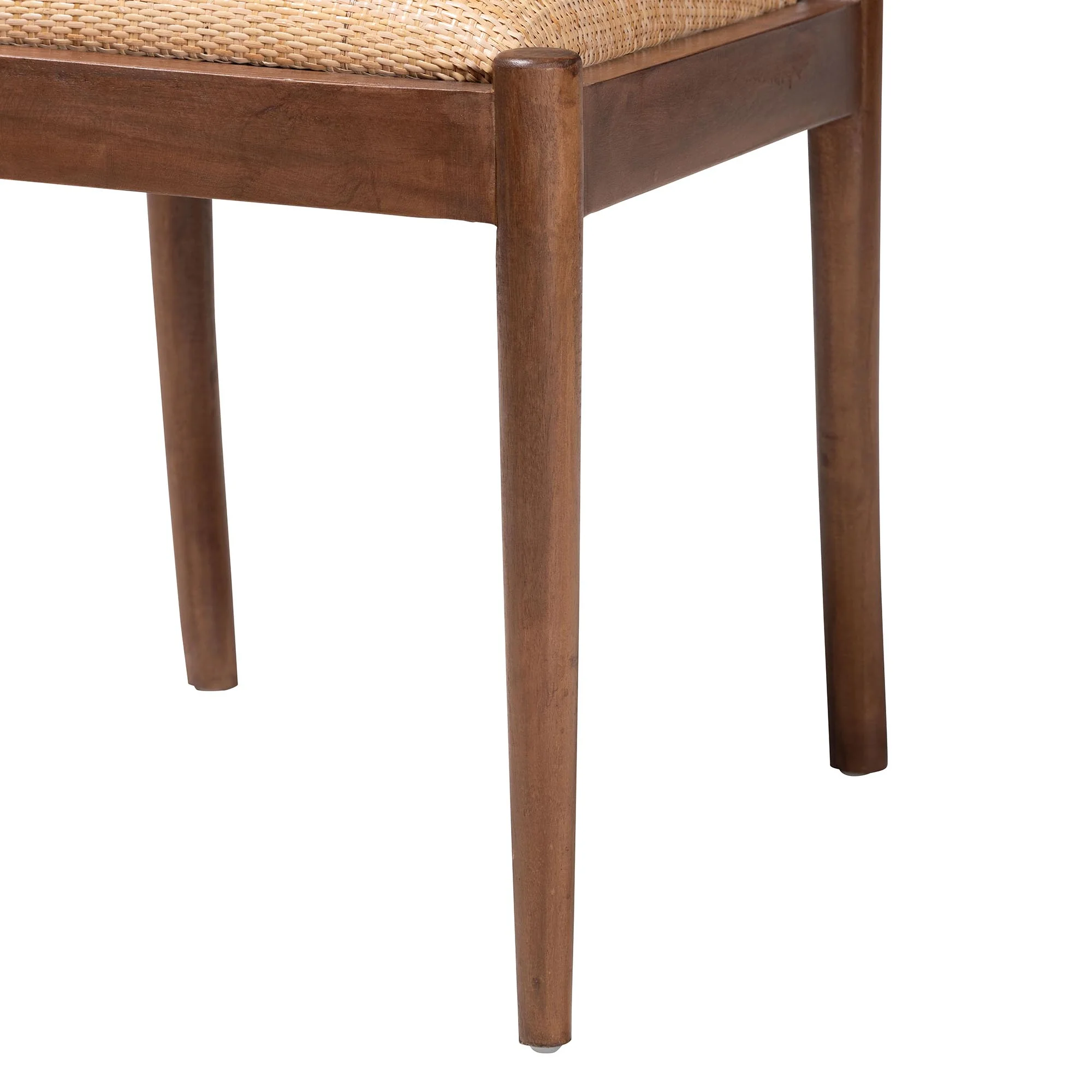 Baxton Studio bali & pari Maryland Modern Bohemian Natural Rattan and Acacia Wood 2-Piece Dining Chair Set - Image 8