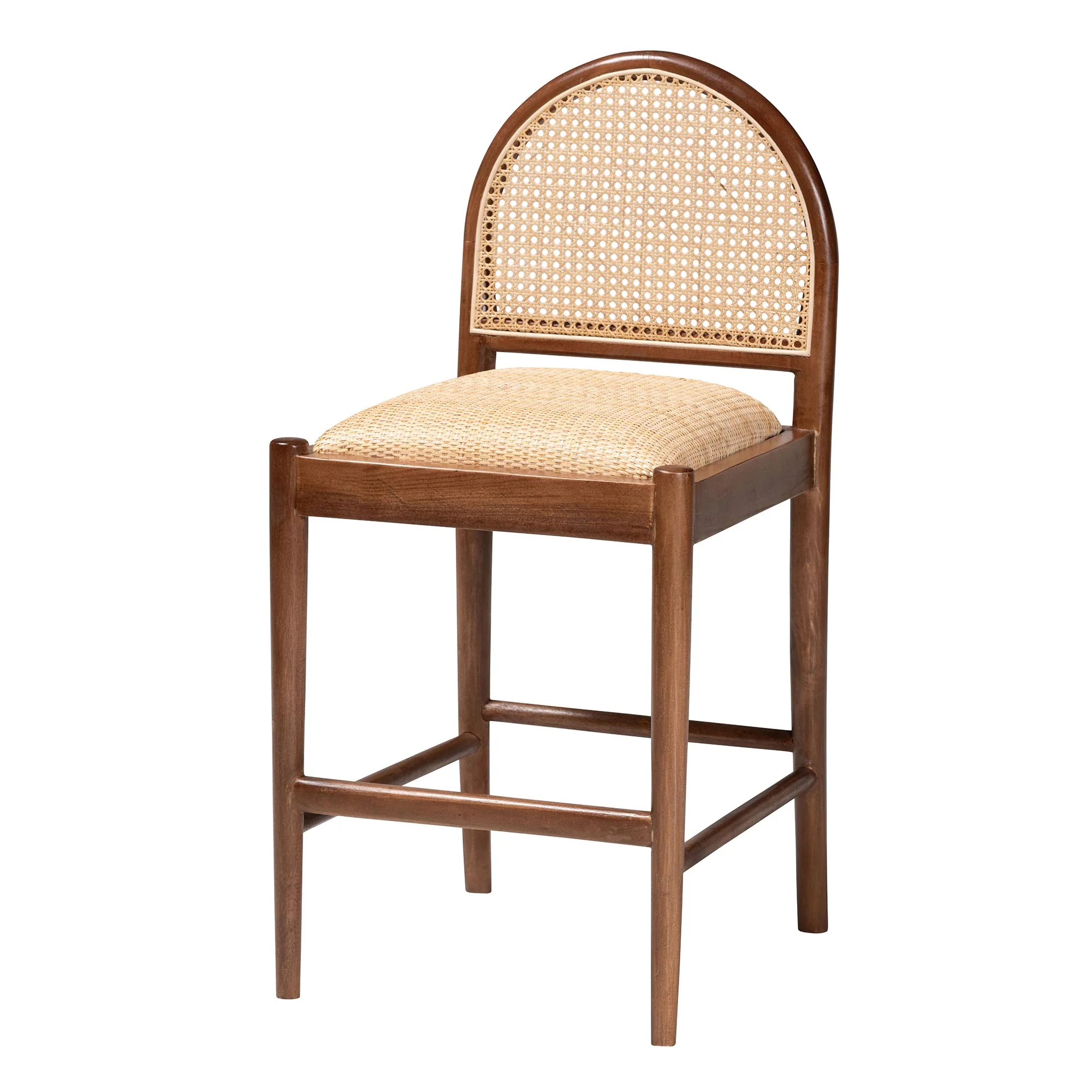 Baxton Studio bali & pari Maryland Modern Bohemian Natural Rattan and Acacia Wood Counter Stool - Image 4