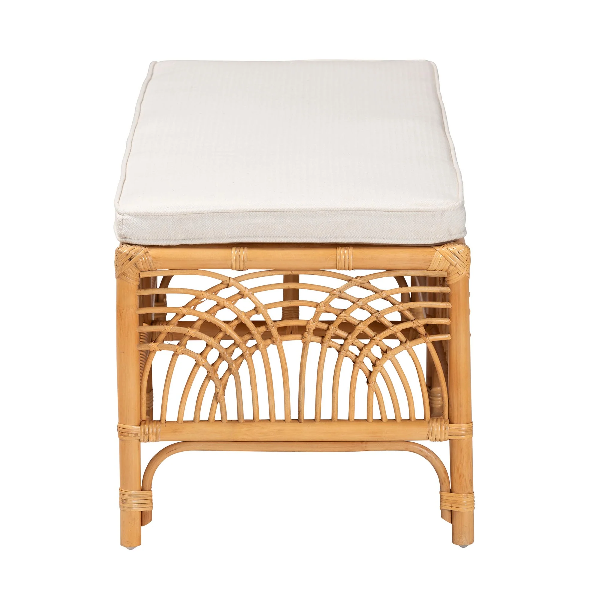 Baxton Studio bali & pari Materra Modern bohemian Natural Brown Rattan Bench - Image 4