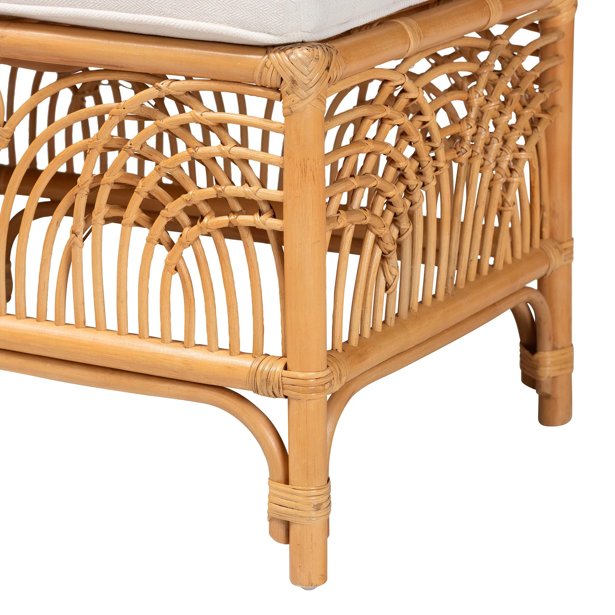 Baxton Studio bali & pari Materra Modern bohemian Natural Brown Rattan Bench - Image 5