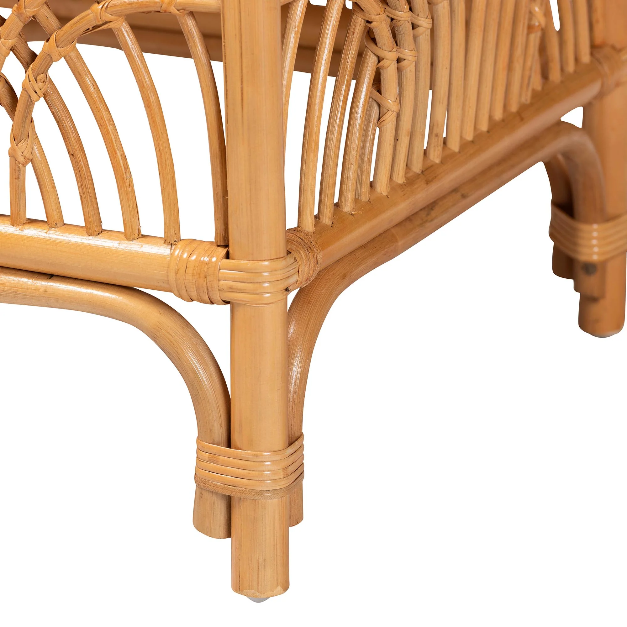 Baxton Studio bali & pari Materra Modern bohemian Natural Brown Rattan Footstool - Image 5