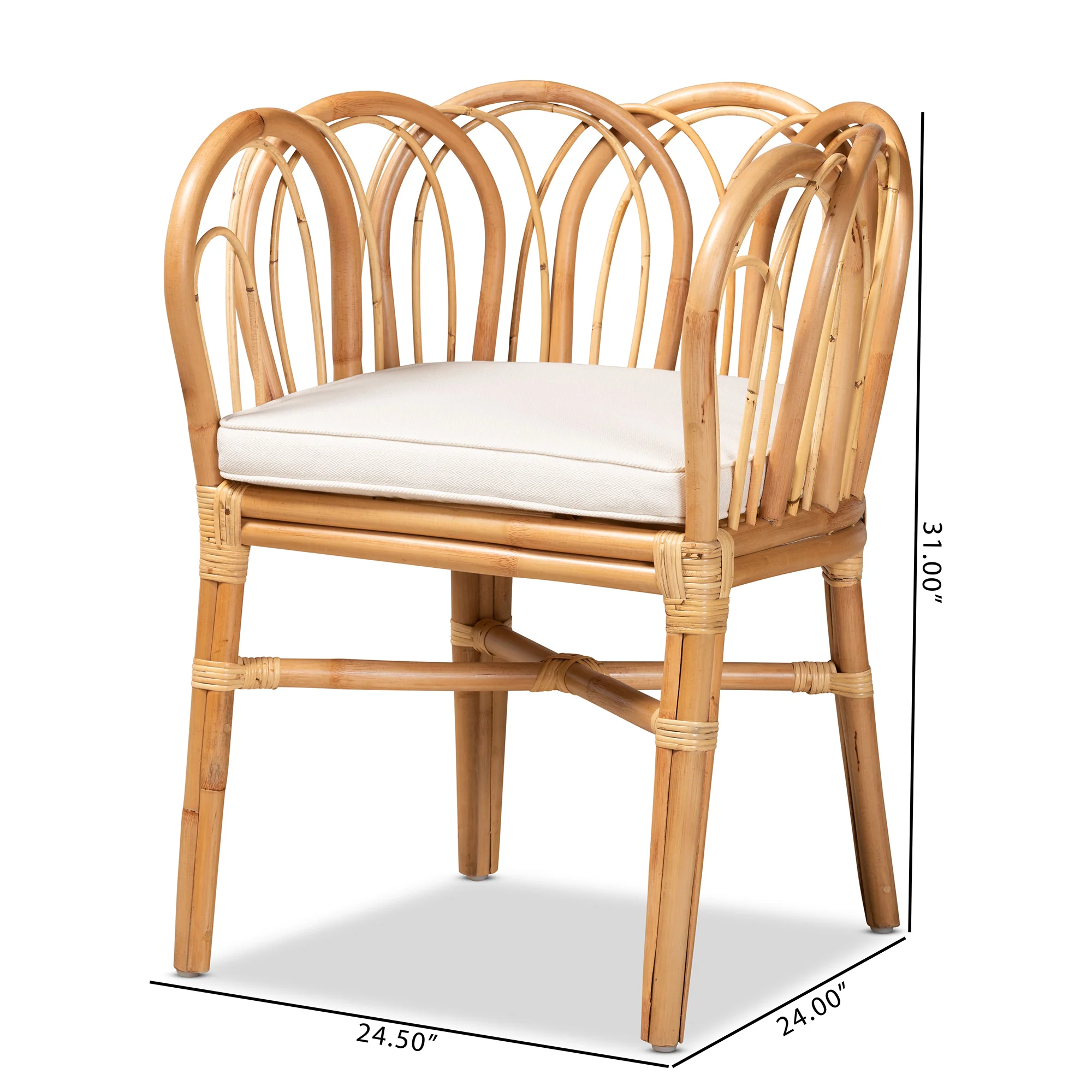 Baxton Studio bali & pari Melody Modern and Contemporary Natural Finished Rattan Dining Chair - Image 2