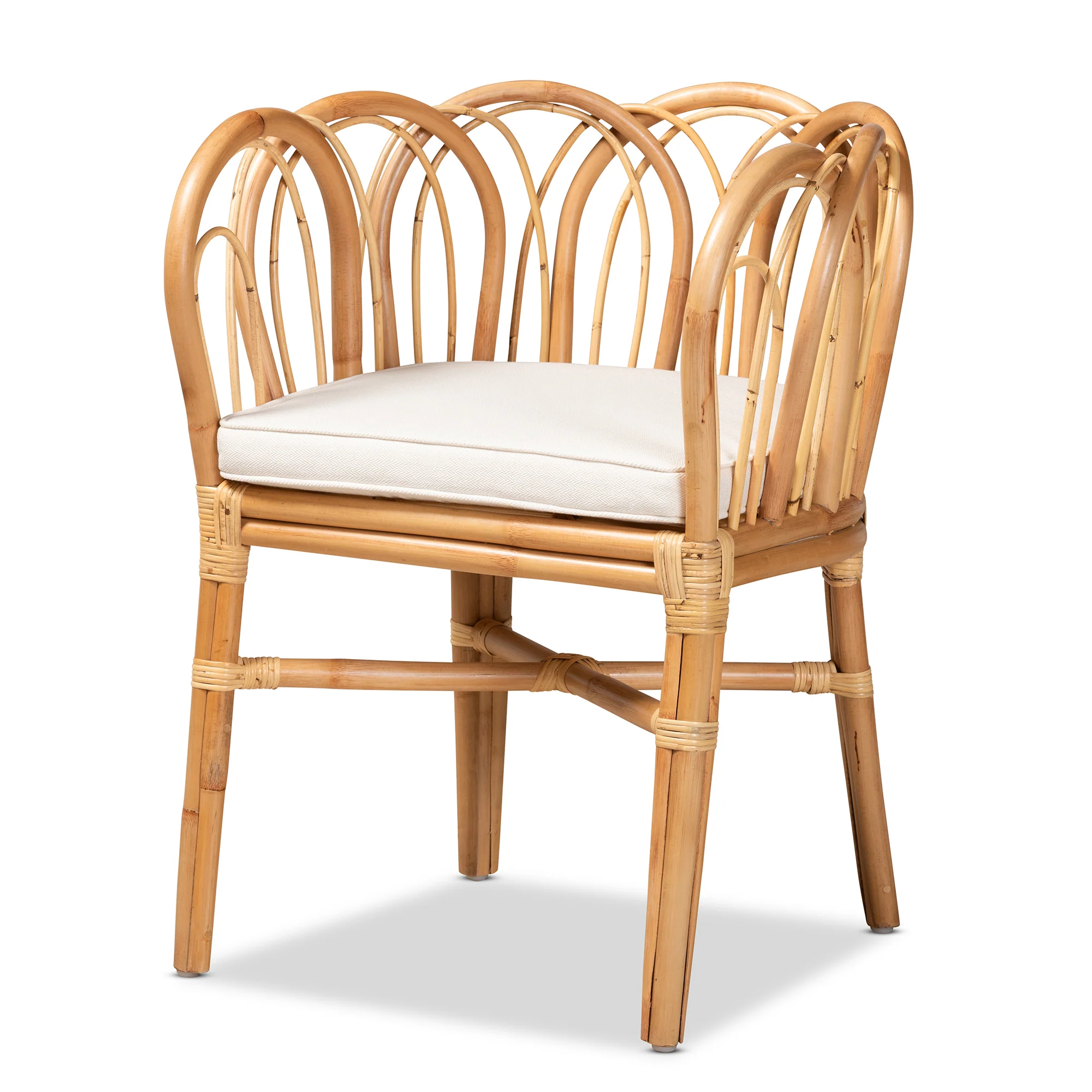 Baxton Studio bali & pari Melody Modern and Contemporary Natural Finished Rattan Dining Chair - Image 3