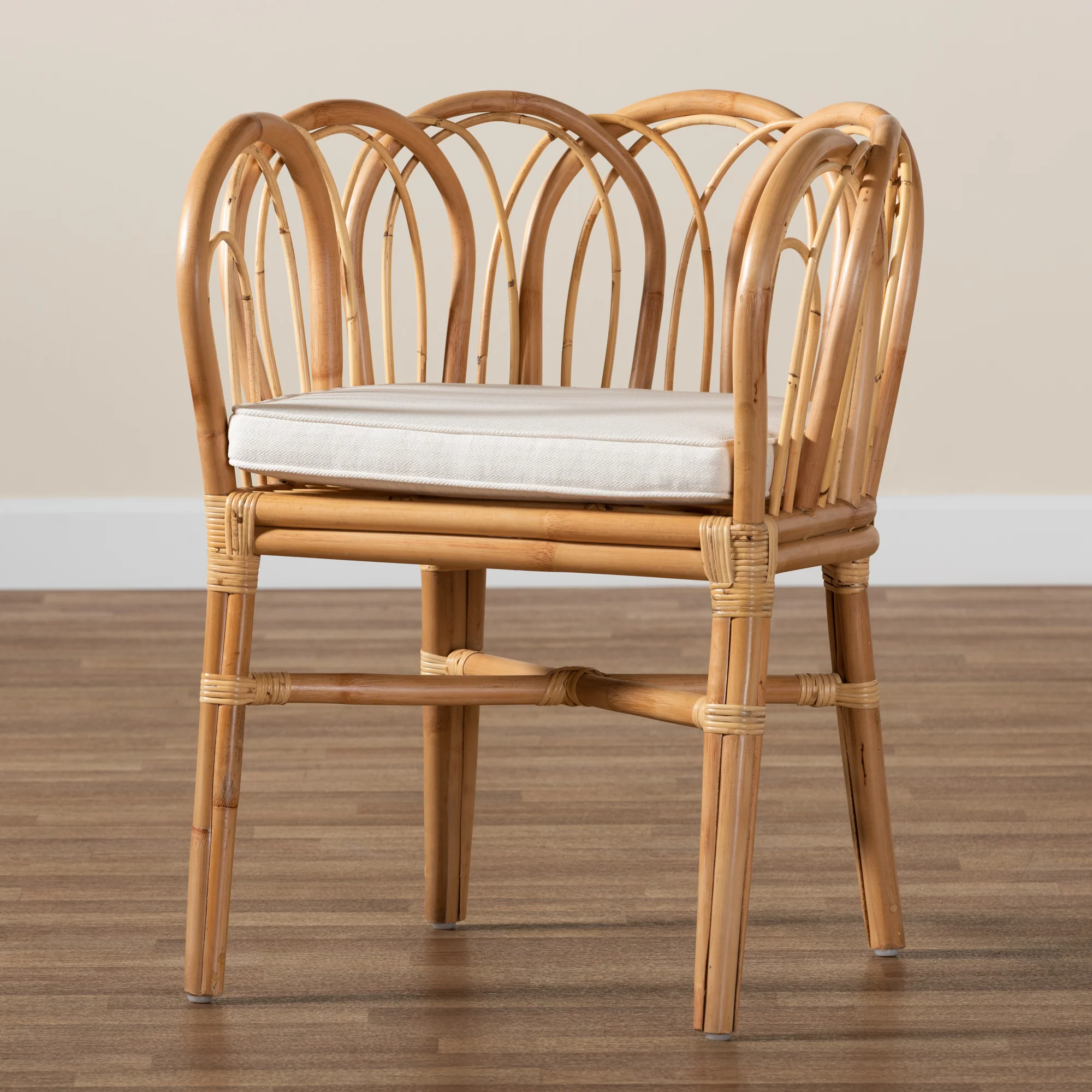 Baxton Studio bali & pari Melody Modern and Contemporary Natural Finished Rattan Dining Chair - Image 8