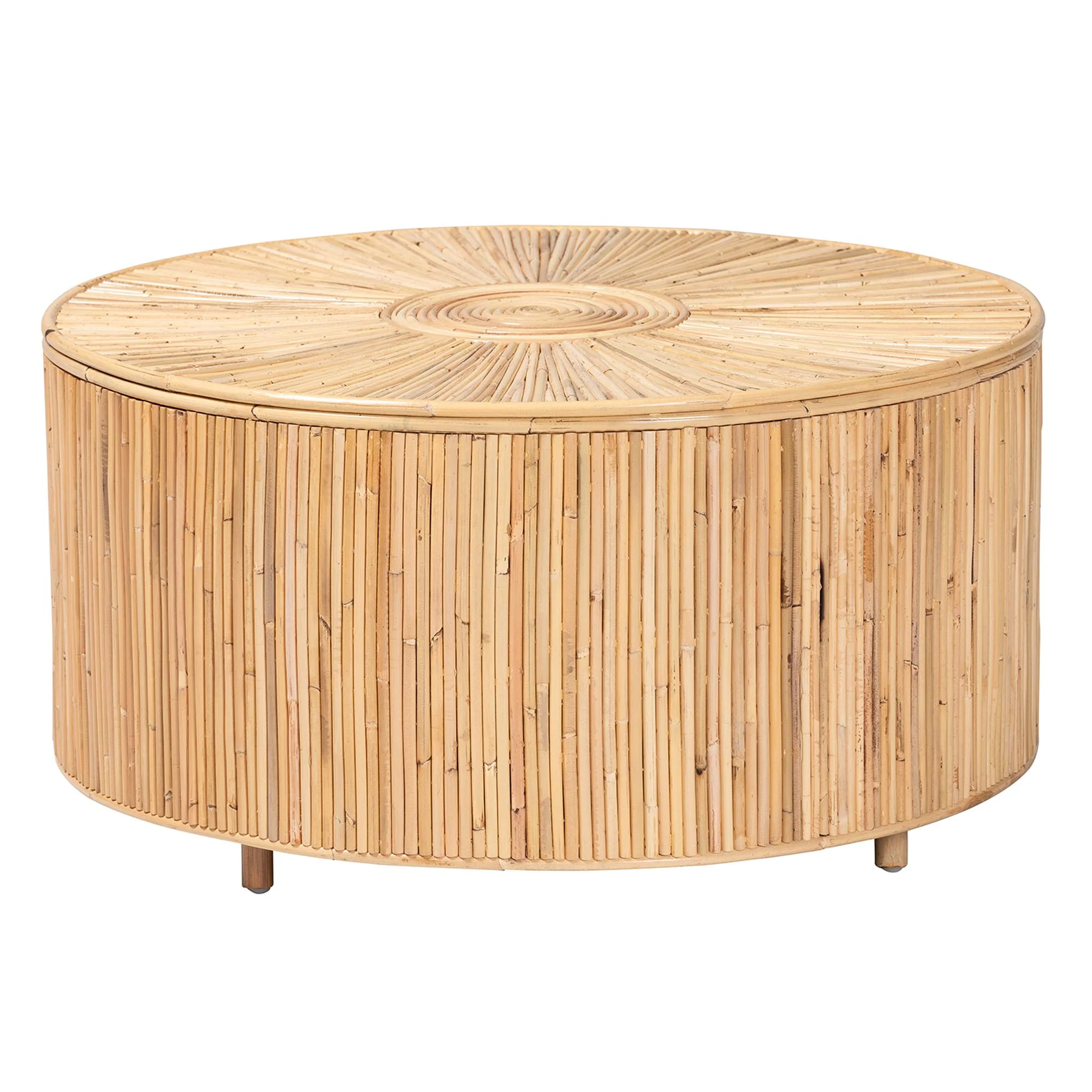 Baxton Studio bali & pari Miami Bohemian Light Honey Rattan Coffee Table - Image 2