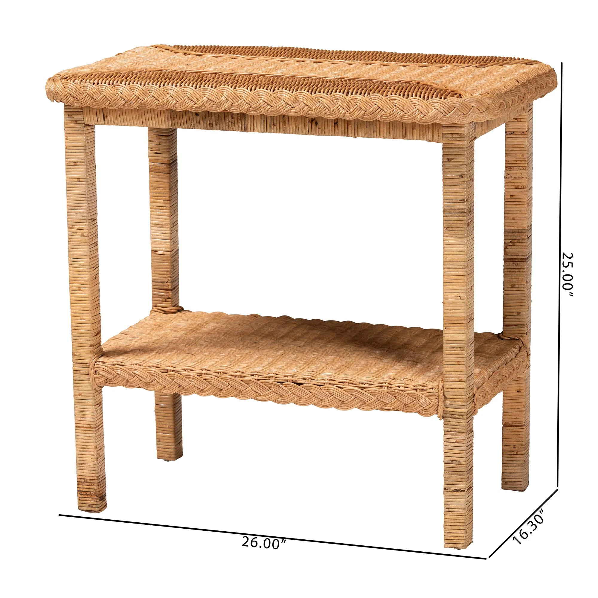 Baxton Studio bali & pari Minahasa Bohemian Light Honey Braided Rattan Side Table - Image 3