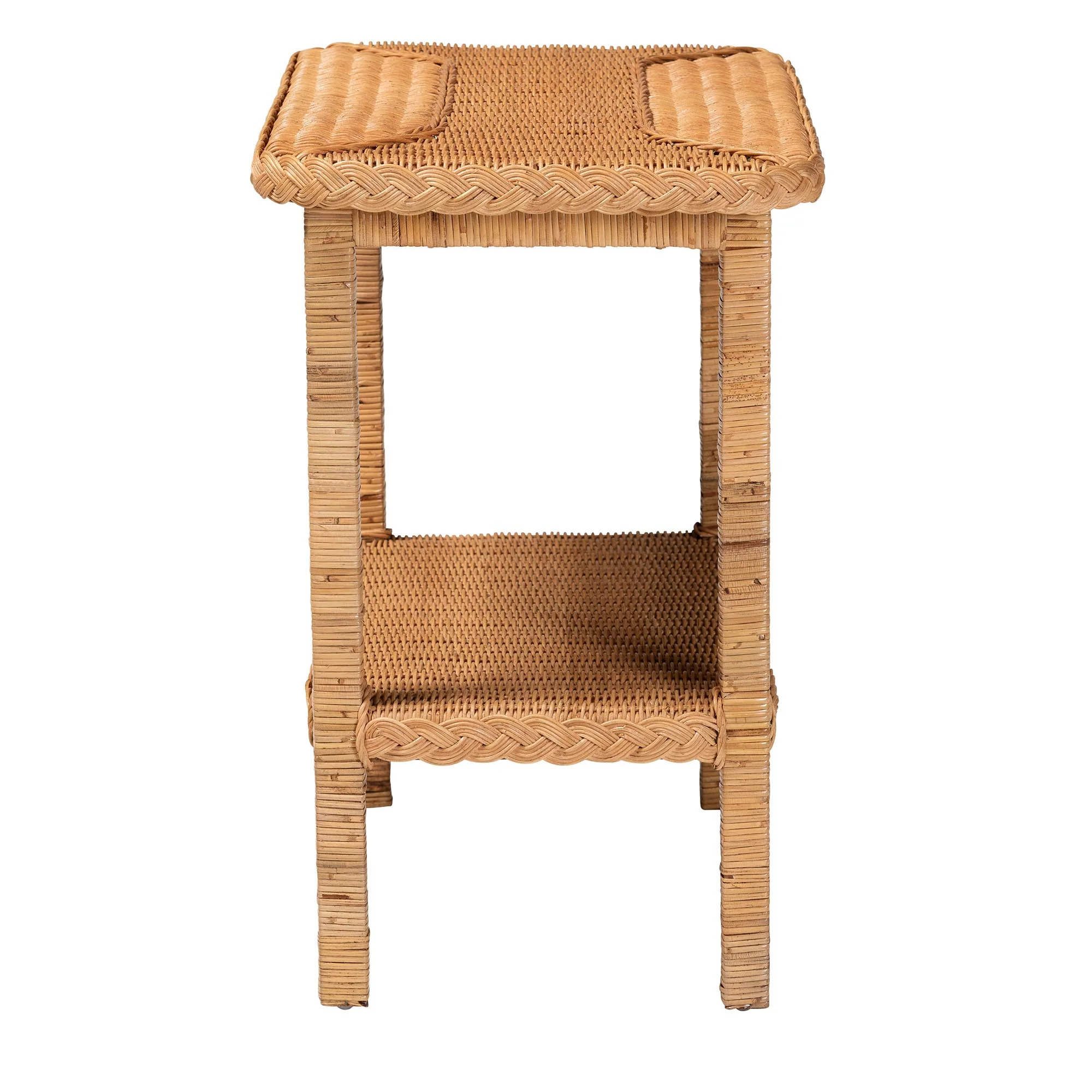 Baxton Studio bali & pari Minahasa Bohemian Light Honey Braided Rattan Side Table - Image 6