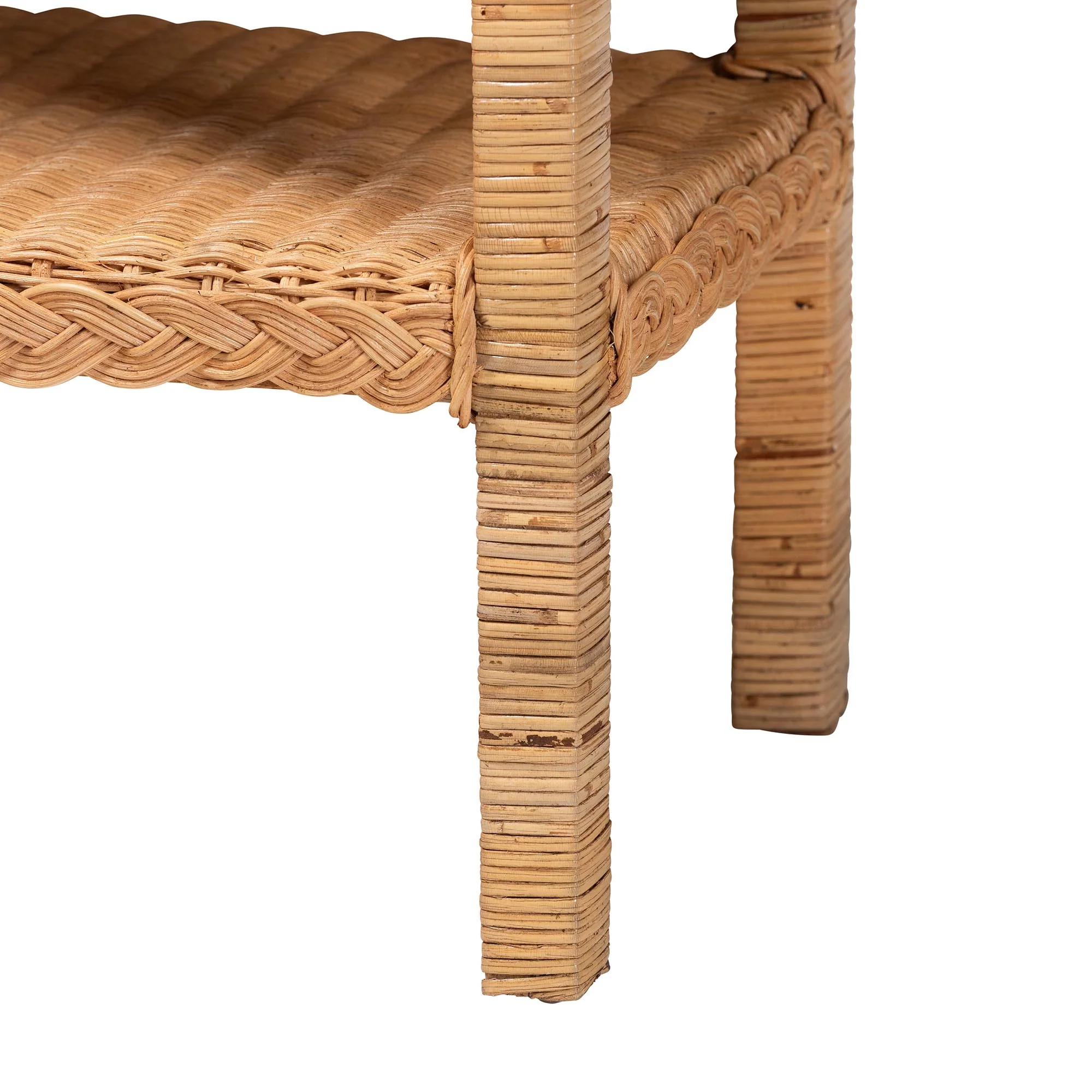 Baxton Studio bali & pari Minahasa Bohemian Light Honey Braided Rattan Side Table - Image 7