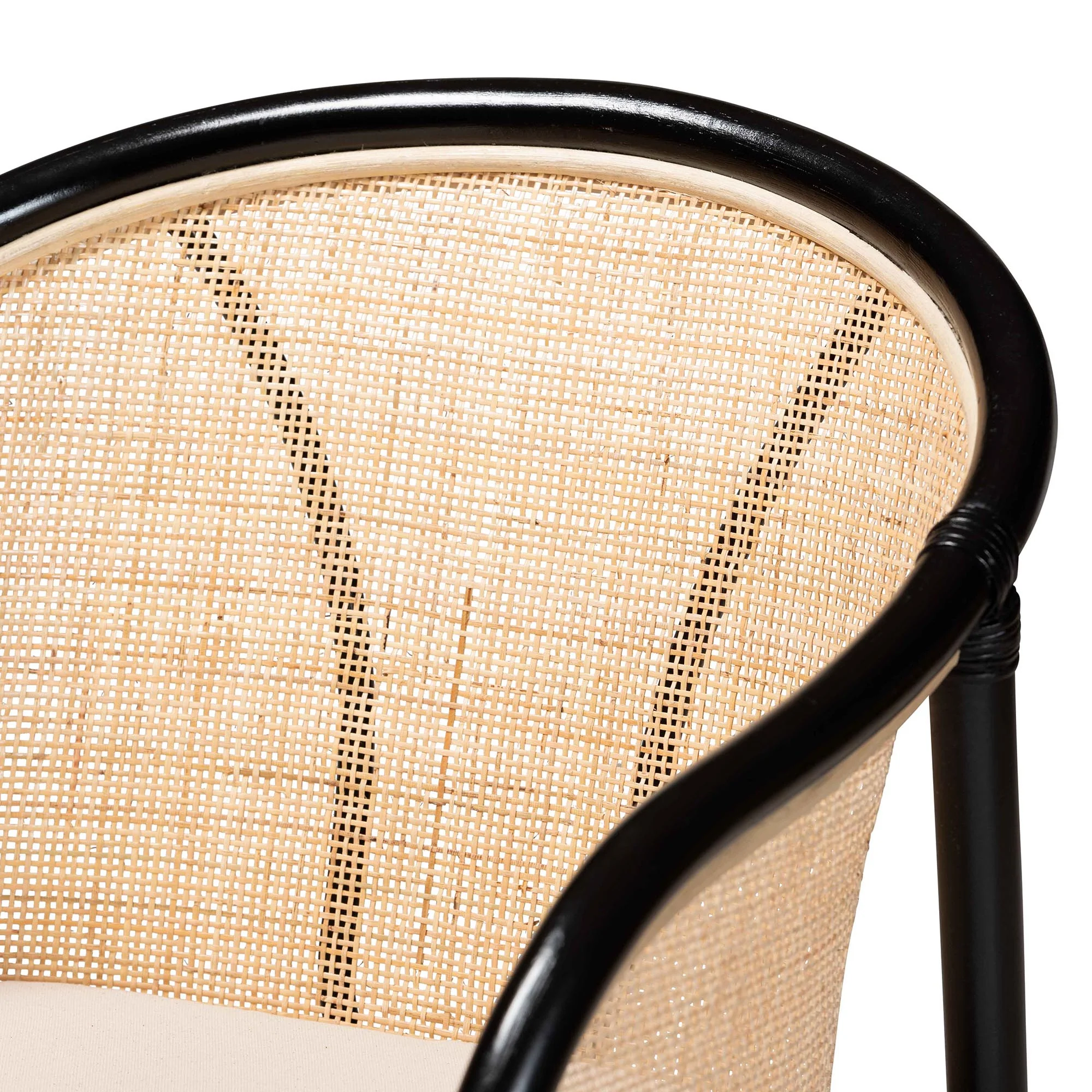 Baxton Studio bali & pari Miranda Modern Bohemian Two-Tone Black and Natural Brown Rattan 2-Piece Dining Chair Set - Image 5