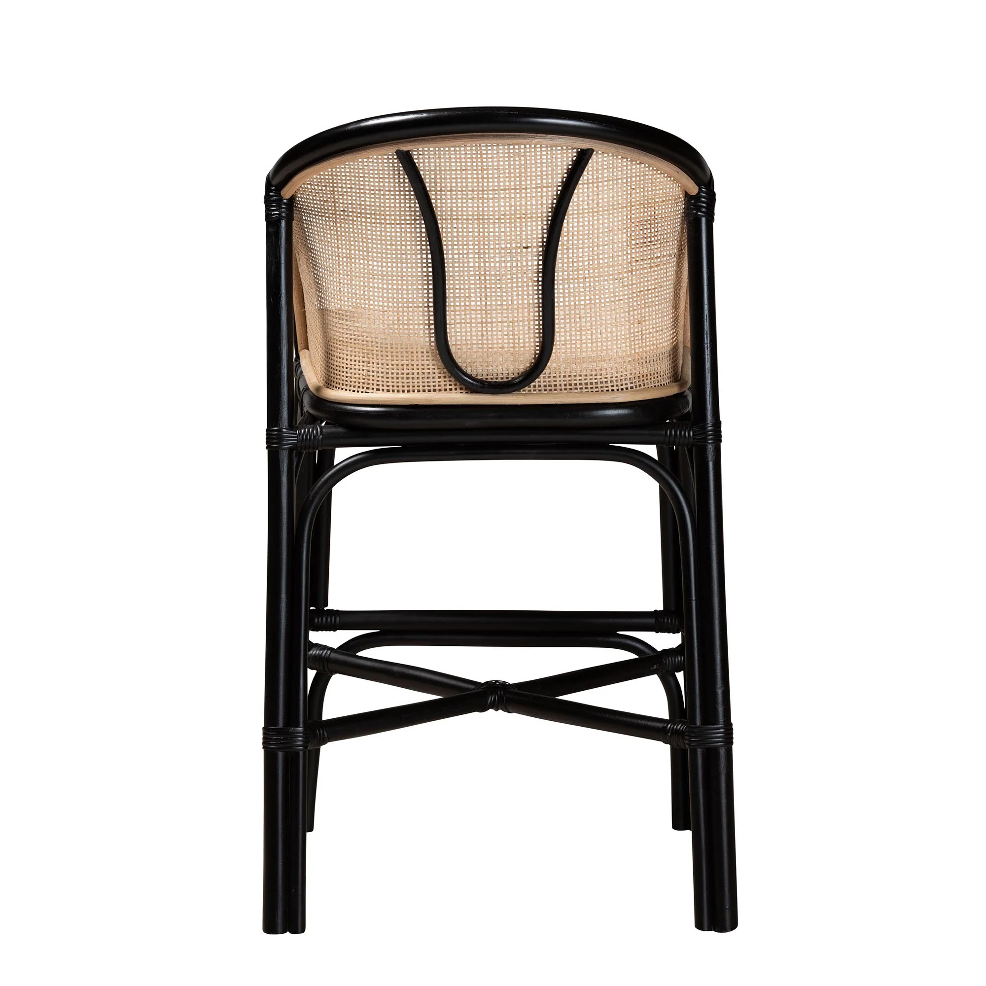 Baxton Studio bali & pari Miranda Modern Bohemian Two-Tone Black and Natural Brown Rattan Counter Stool - Image 5