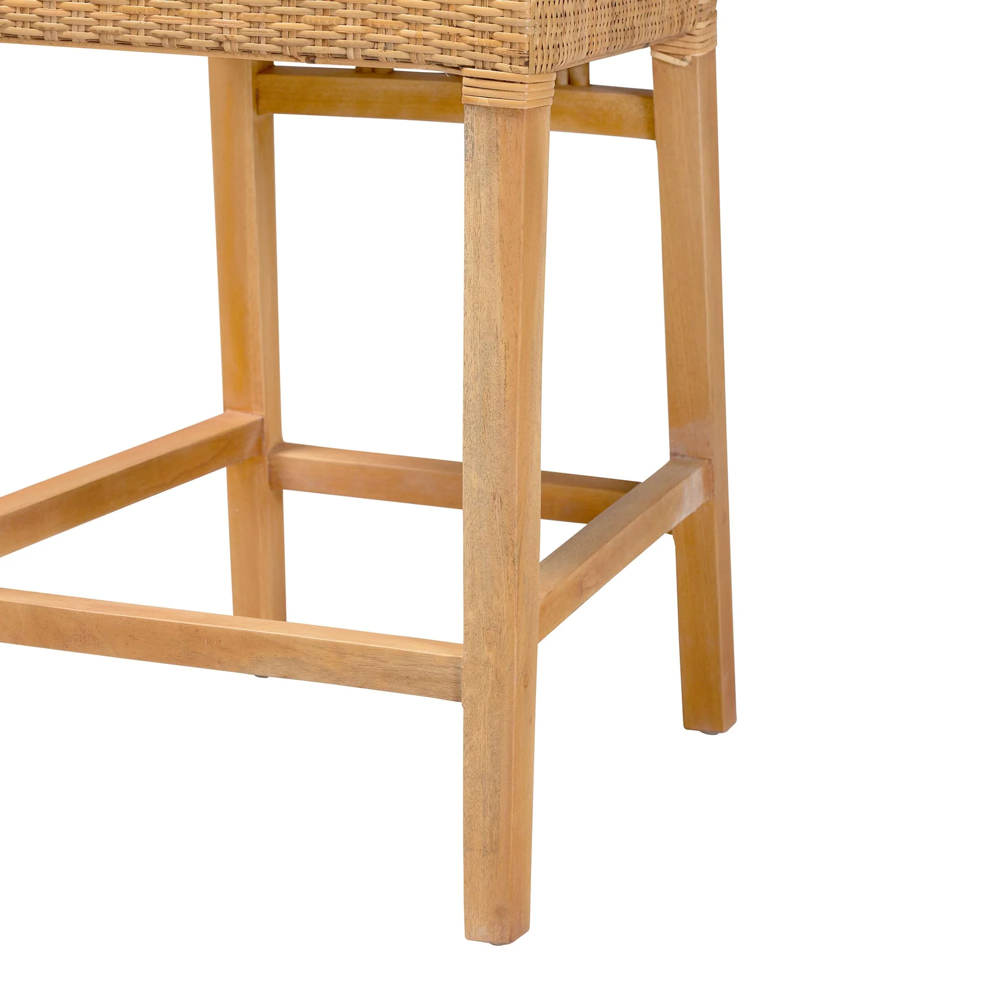 Baxton Studio bali & pari Monaco Modern Bohemian Natural Rattan and Mahogany Wood Counter Stool - Image 7