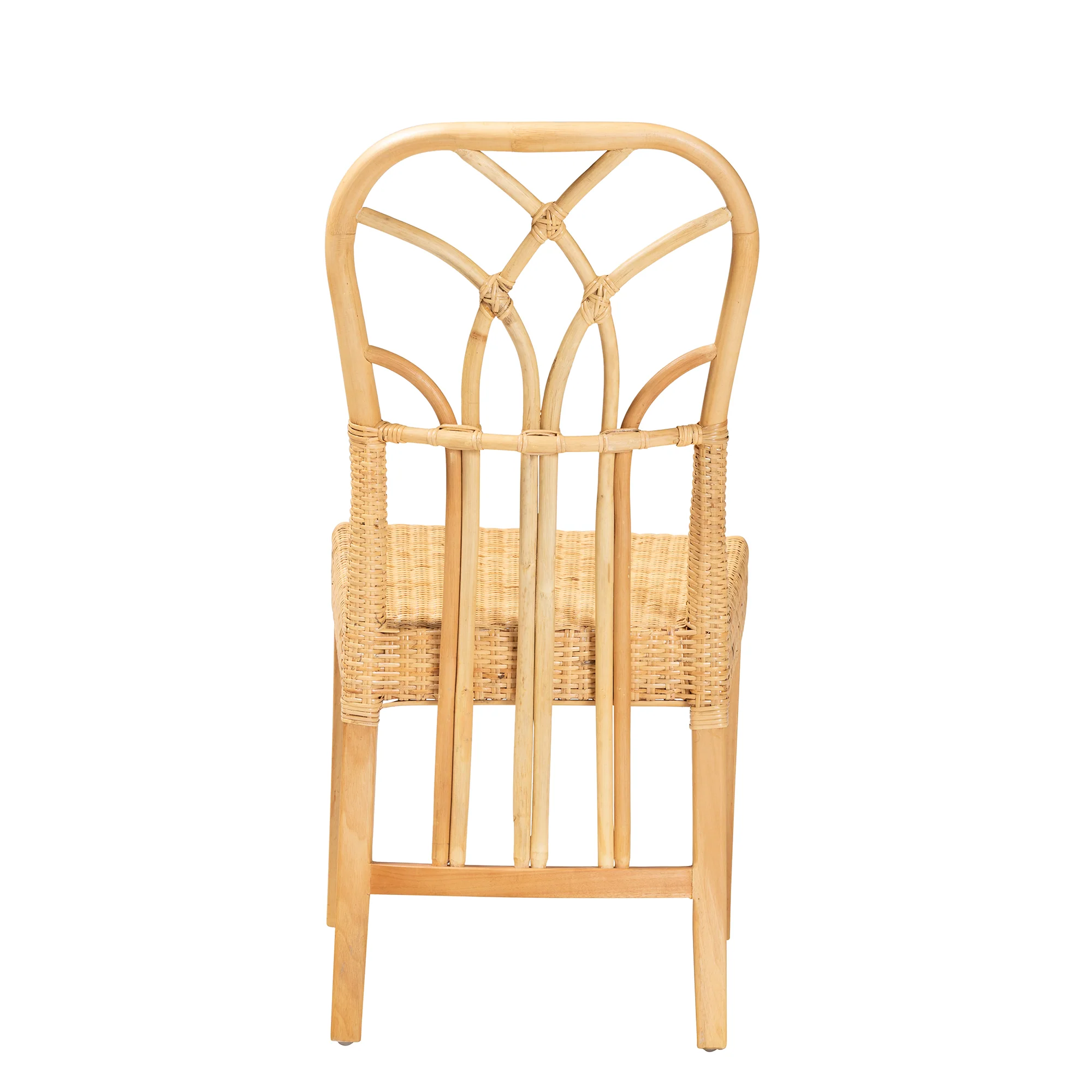 Baxton Studio bali & pari Monaco Modern Bohemian Oak Brown Finished Mahogany Wood and Natural Rattan Dining Chair - Image 5
