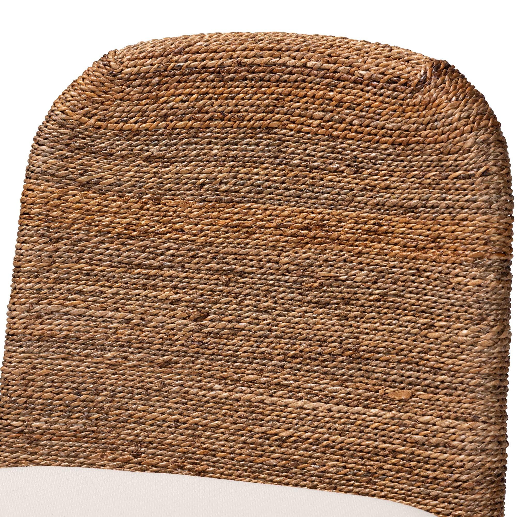 Baxton Studio bali & pari Nadim Modern Bohemian Natural Seagrass and Acacia Wood 2-Piece Counter Stool Set - Image 7