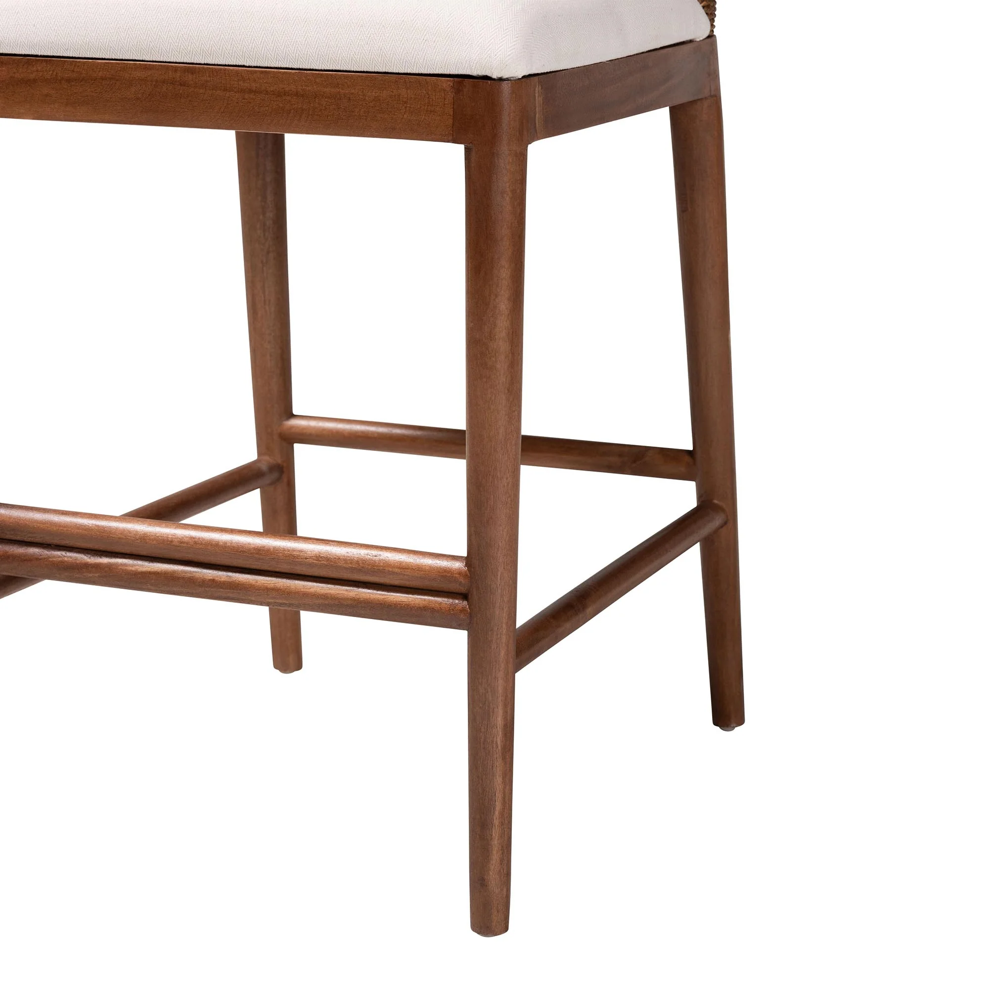 Baxton Studio bali & pari Nadim Modern Bohemian Natural Seagrass and Acacia Wood 2-Piece Counter Stool Set - Image 8