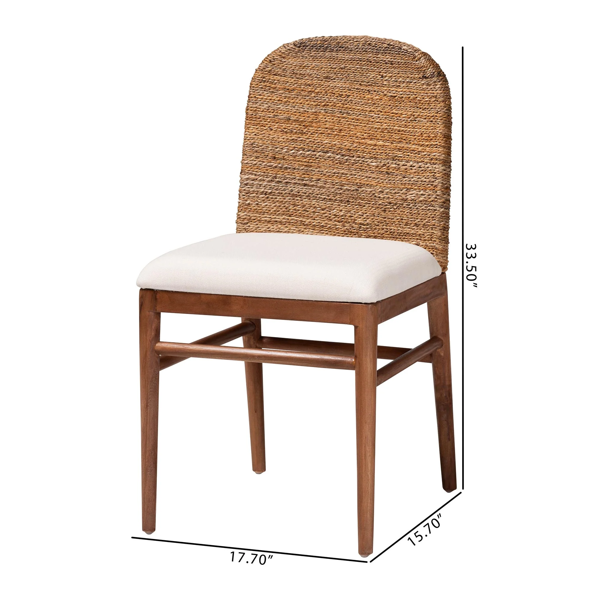 Baxton Studio bali & pari Nadim Modern Bohemian Natural Seagrass and Acacia Wood 2-Piece Dining Chair Set - Image 3